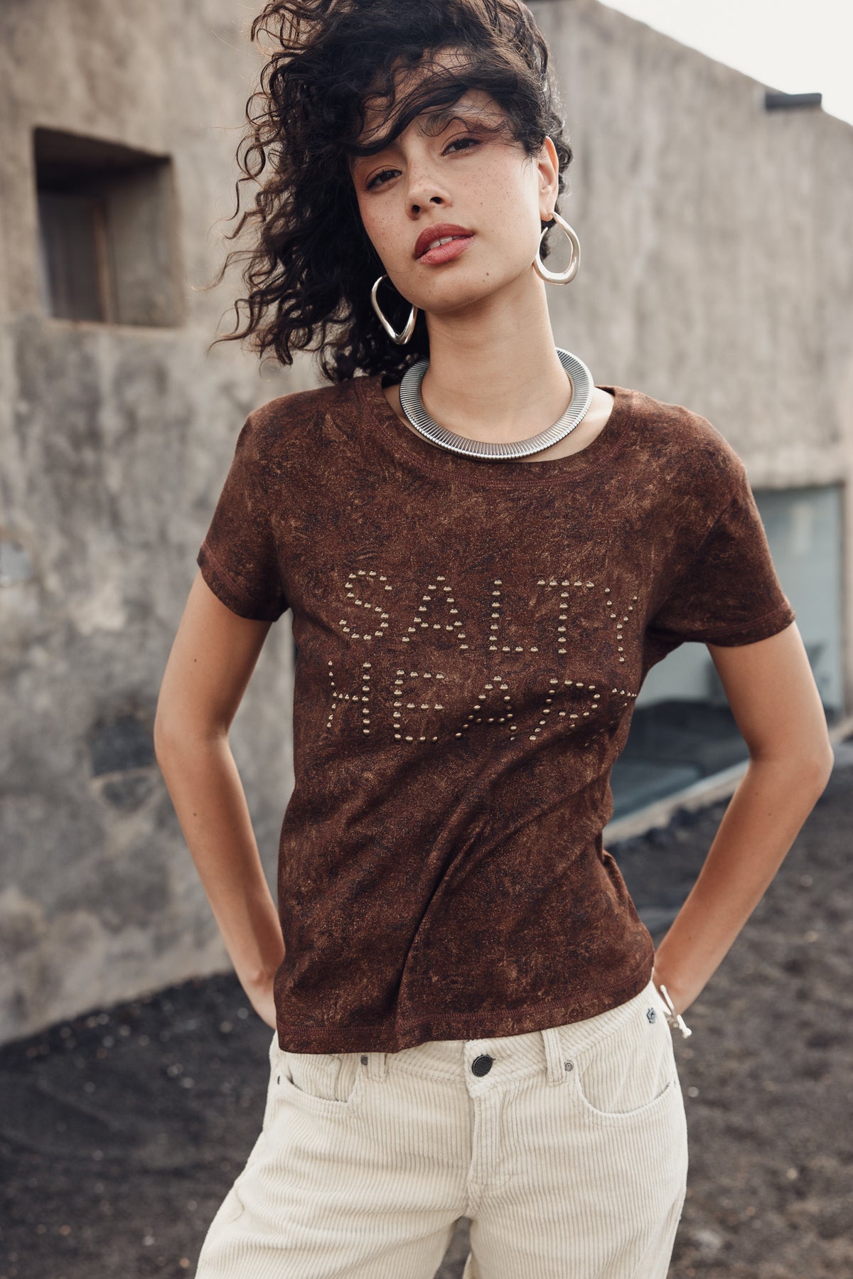 

T-shirt com tachas Mulher Timy Salty Heart shaved chocolate | Freeman T. Porter