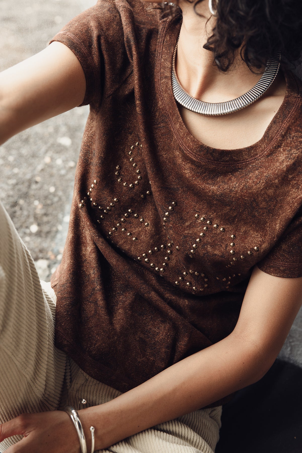 

T-shirt com tachas Mulher Timy Salty Heart shaved chocolate | Freeman T. Porter