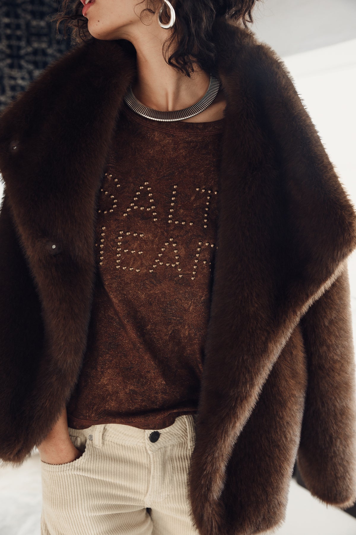 

T-shirt com tachas Mulher Timy Salty Heart shaved chocolate | Freeman T. Porter