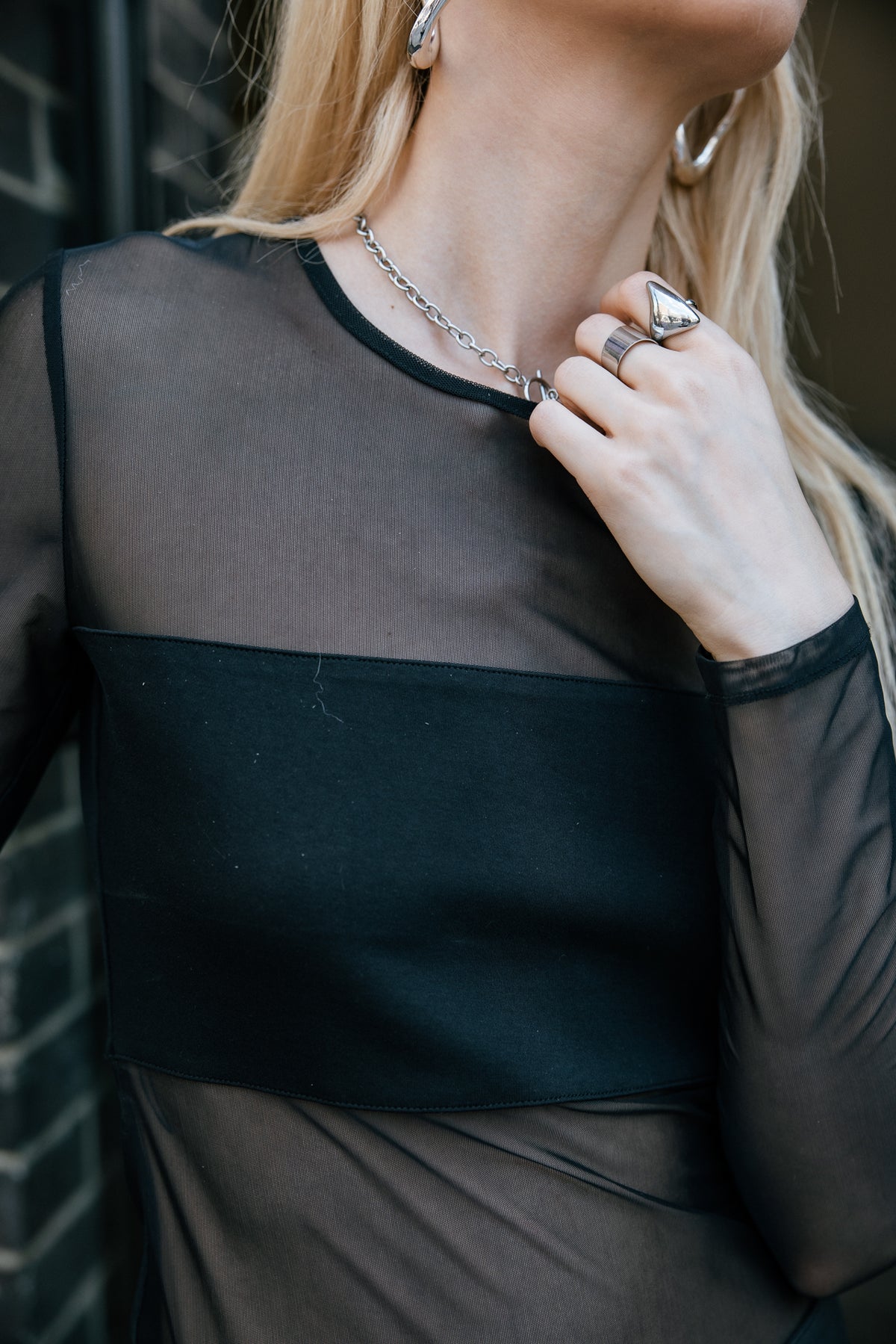 

T-shirt avec jeux de transparence Femme Telly Bandeau black | Freeman T. Porter