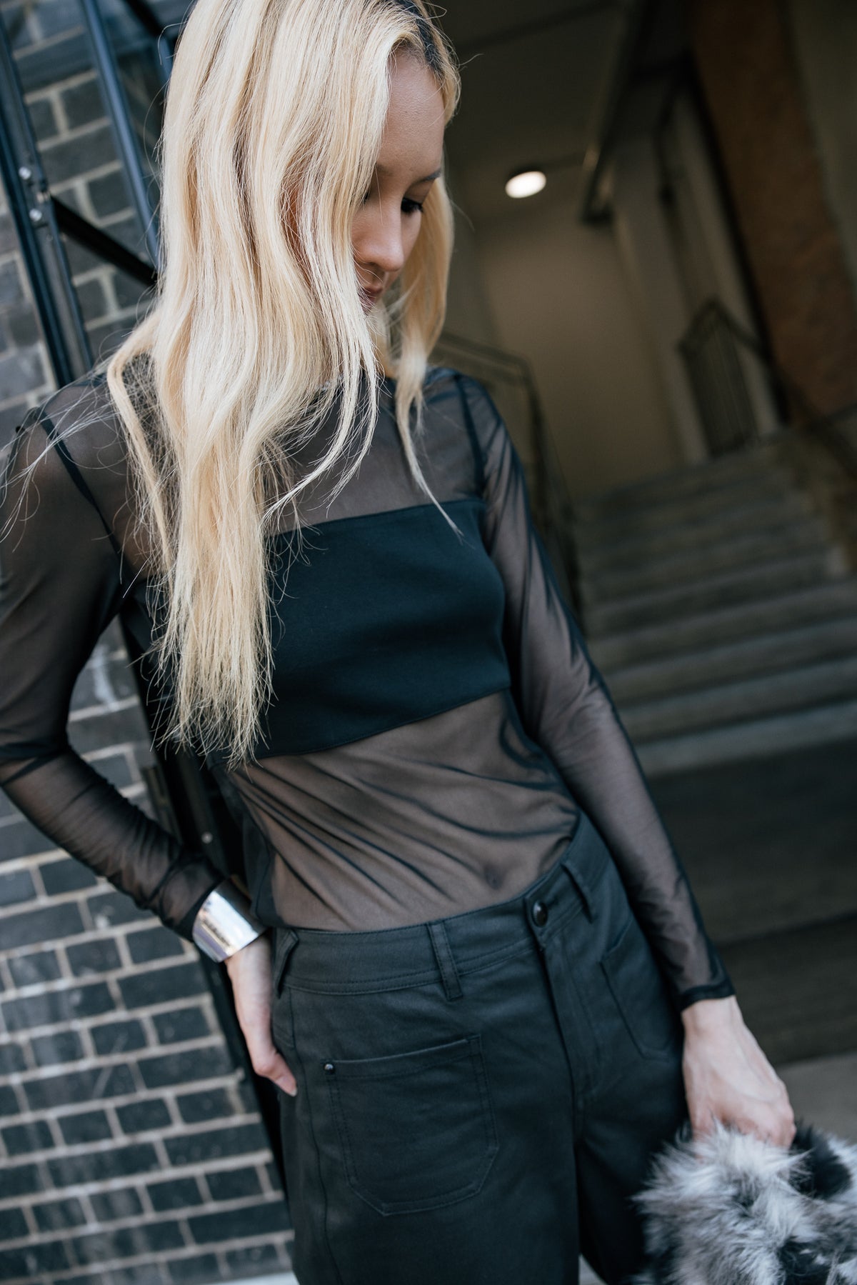 

T-shirt avec jeux de transparence Femme Telly Bandeau black | Freeman T. Porter