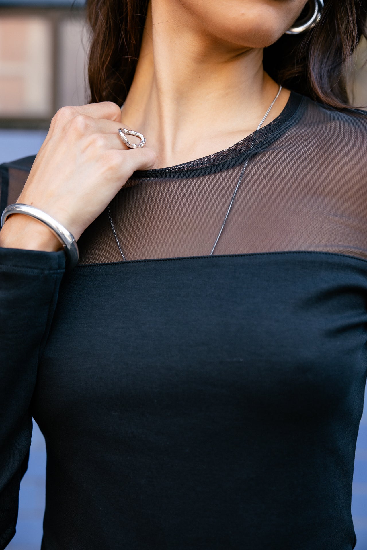 

T-Shirt mit Transparenzeffekten Damen Timene Plain black | Freeman T. Porter