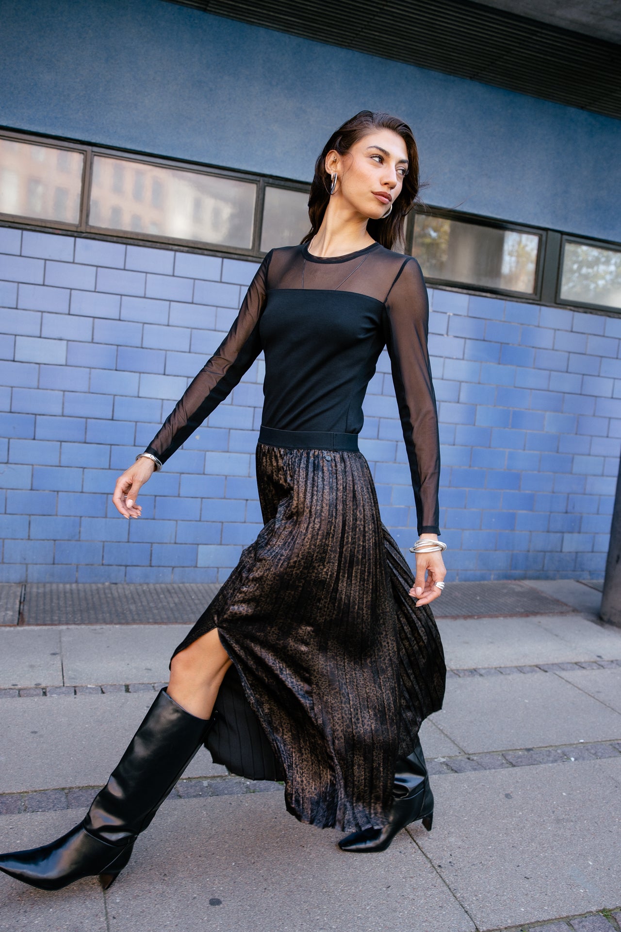 

T-Shirt mit Transparenzeffekten Damen Timene Plain black | Freeman T. Porter