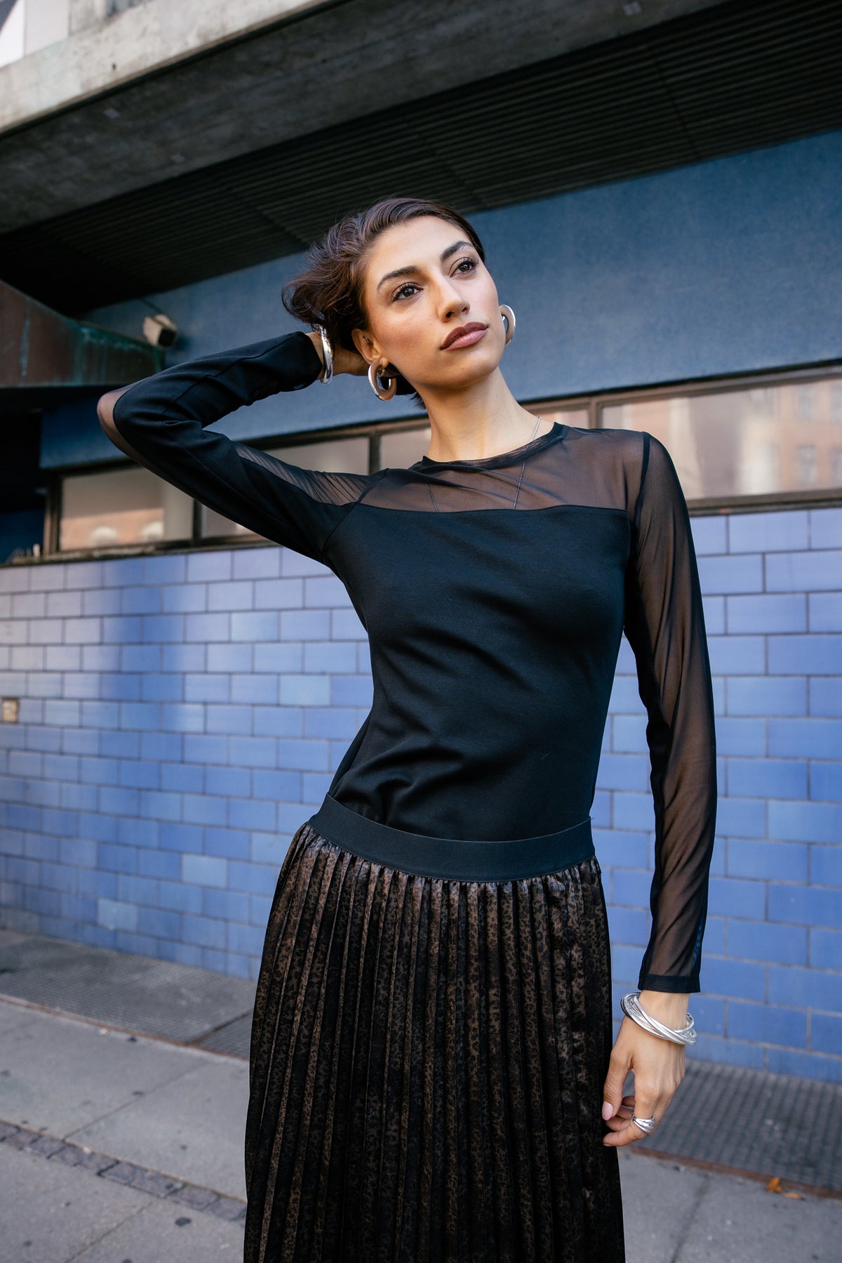 

T-Shirt mit Transparenzeffekten Damen Timene Plain black | Freeman T. Porter