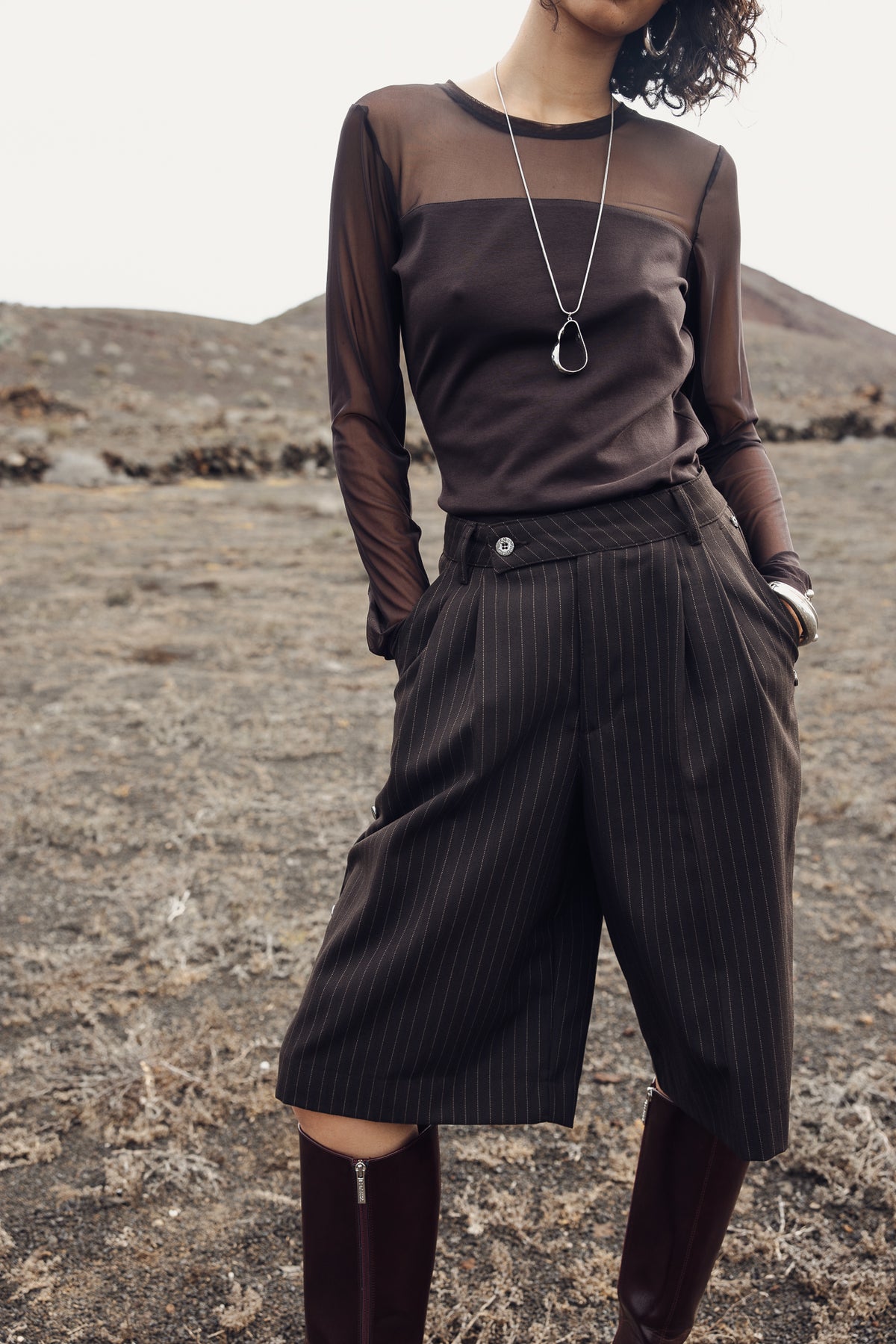 

T-shirt avec jeux de transparence Femme Timene Plain chocolate torte | Freeman T. Porter