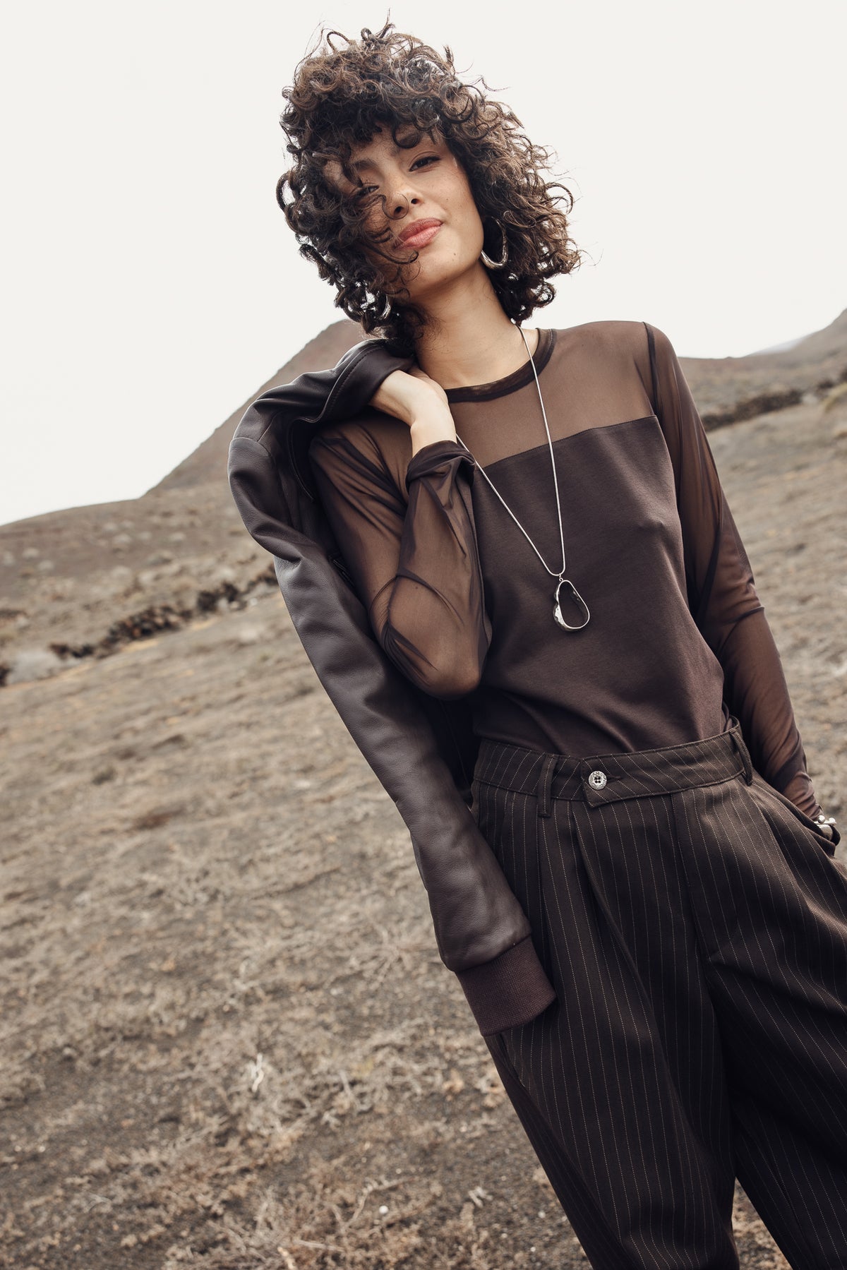 

T-shirt avec jeux de transparence Femme Timene Plain chocolate torte | Freeman T. Porter