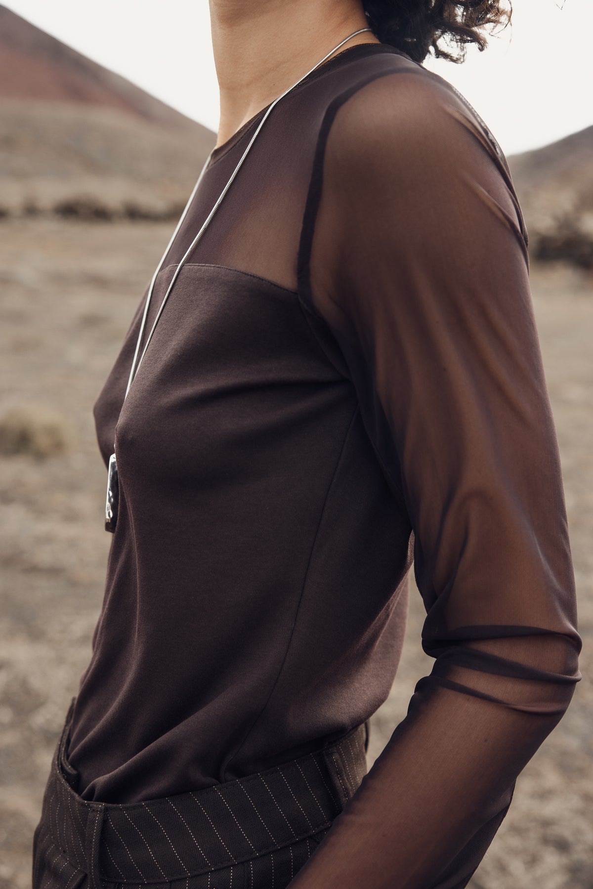

T-shirt avec jeux de transparence Femme Timene Plain chocolate torte | Freeman T. Porter