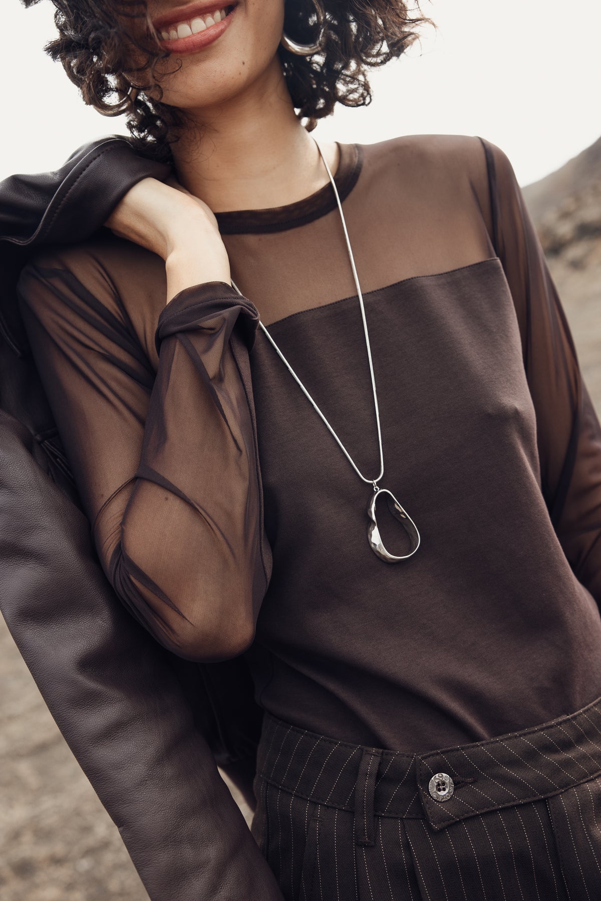 

T-shirt avec jeux de transparence Femme Timene Plain chocolate torte | Freeman T. Porter