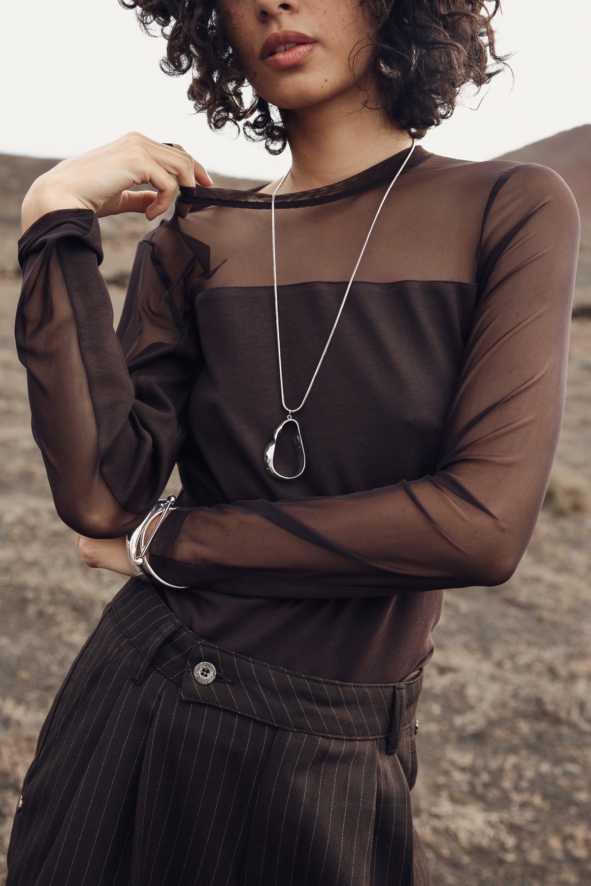 

T-shirt avec jeux de transparence Femme Timene Plain chocolate torte | Freeman T. Porter