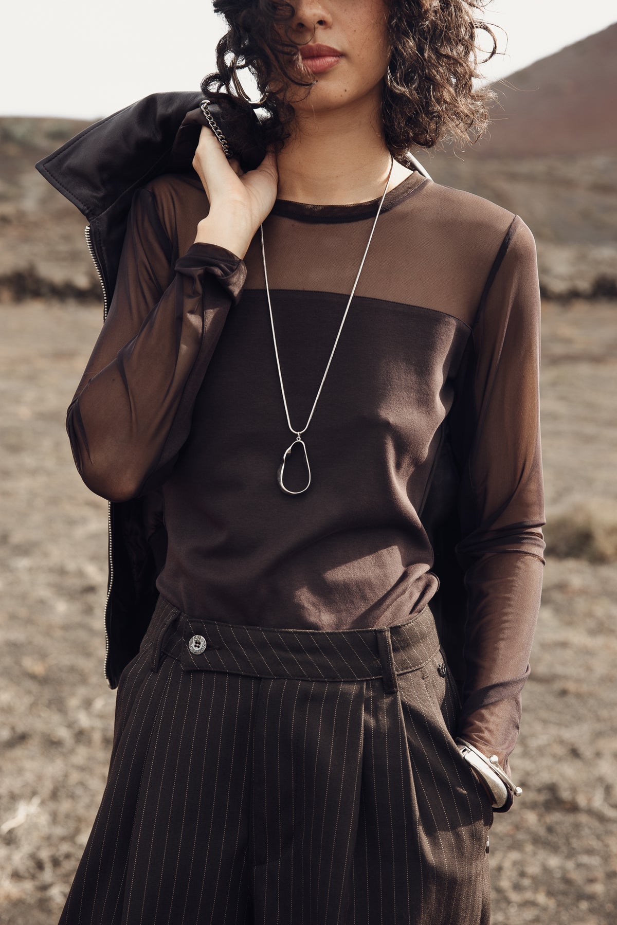 

T-shirt avec jeux de transparence Femme Timene Plain chocolate torte | Freeman T. Porter