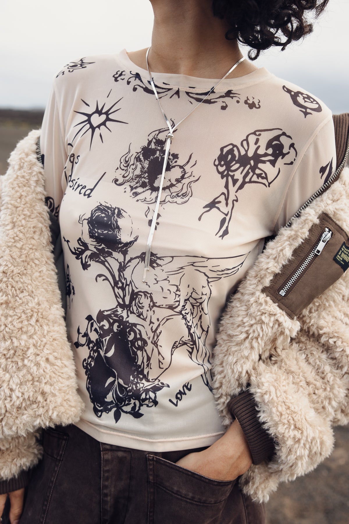 

Top en mesh imprimé Femme Taro Tattoo nude | Freeman T. Porter