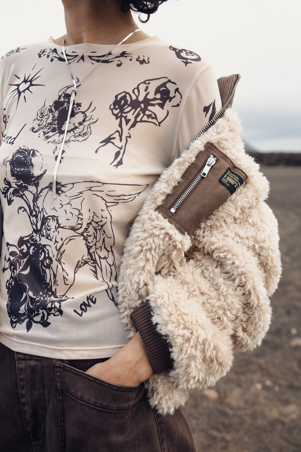 

Top en mesh imprimé Femme Taro Tattoo nude | Freeman T. Porter