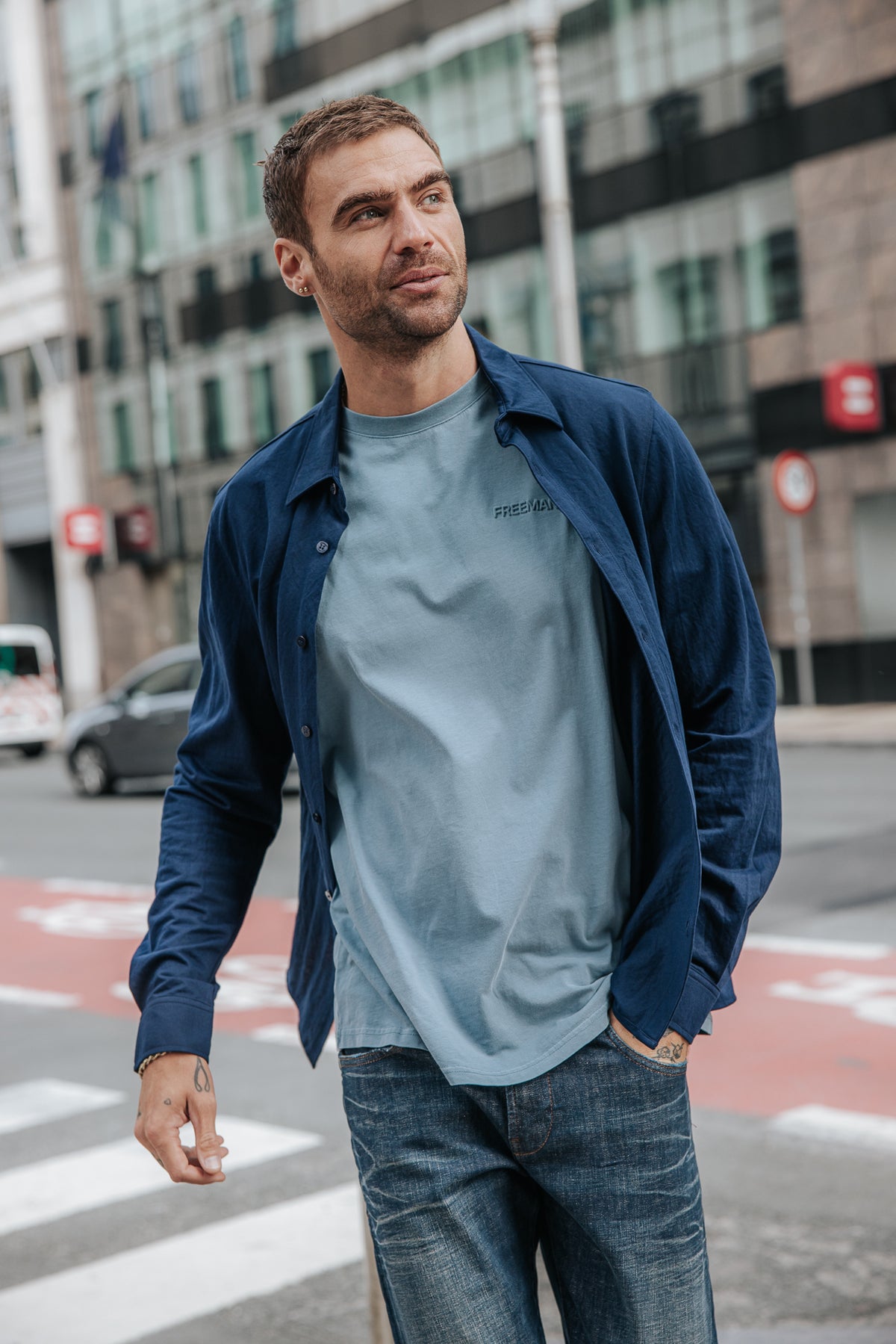 

Kurzarm-T-Shirts Herren Carlyle River windward blue | Freeman T. Porter