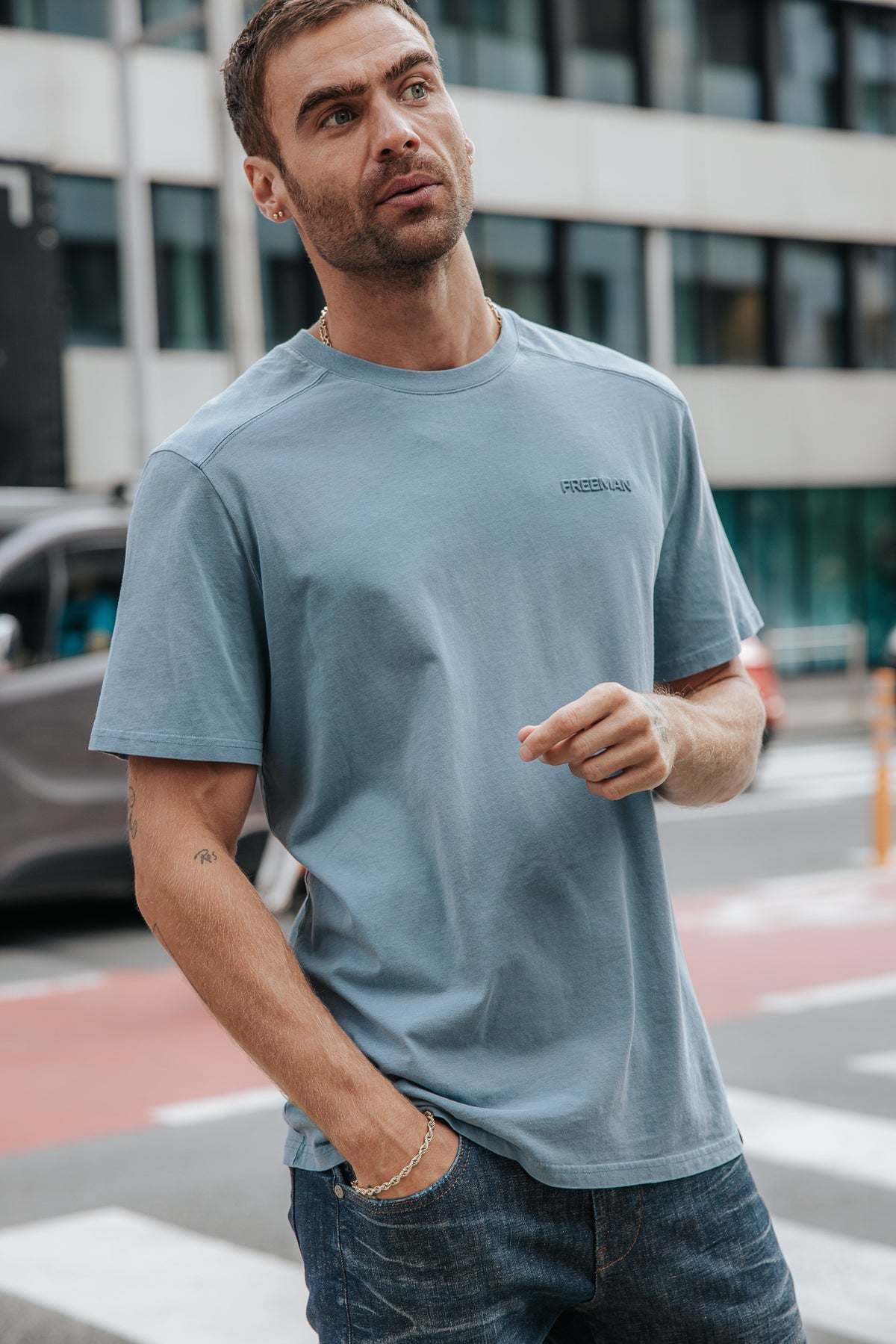 

Kurzarm-T-Shirts Herren Carlyle River windward blue | Freeman T. Porter
