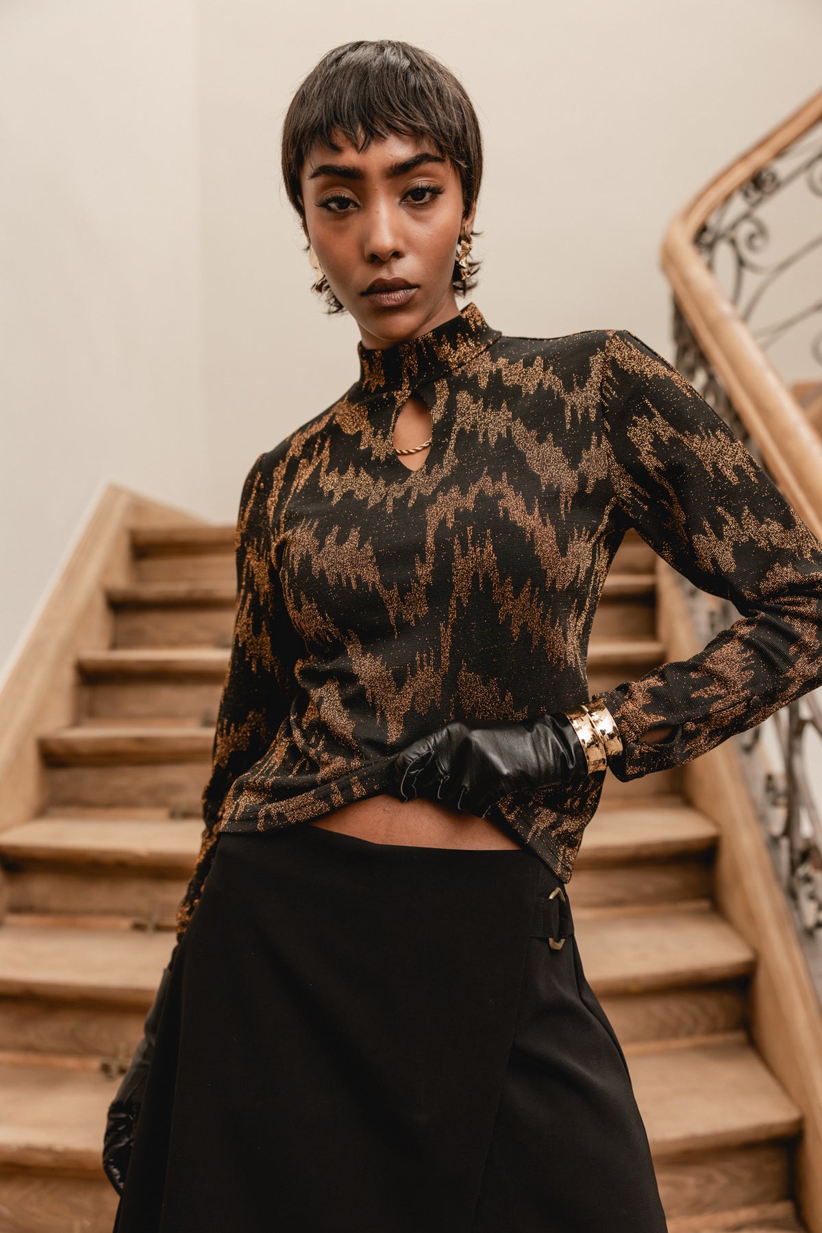 

Lurex T-Shirt mit Zebramuster Damen Tirma black / bronze | Freeman T. Porter