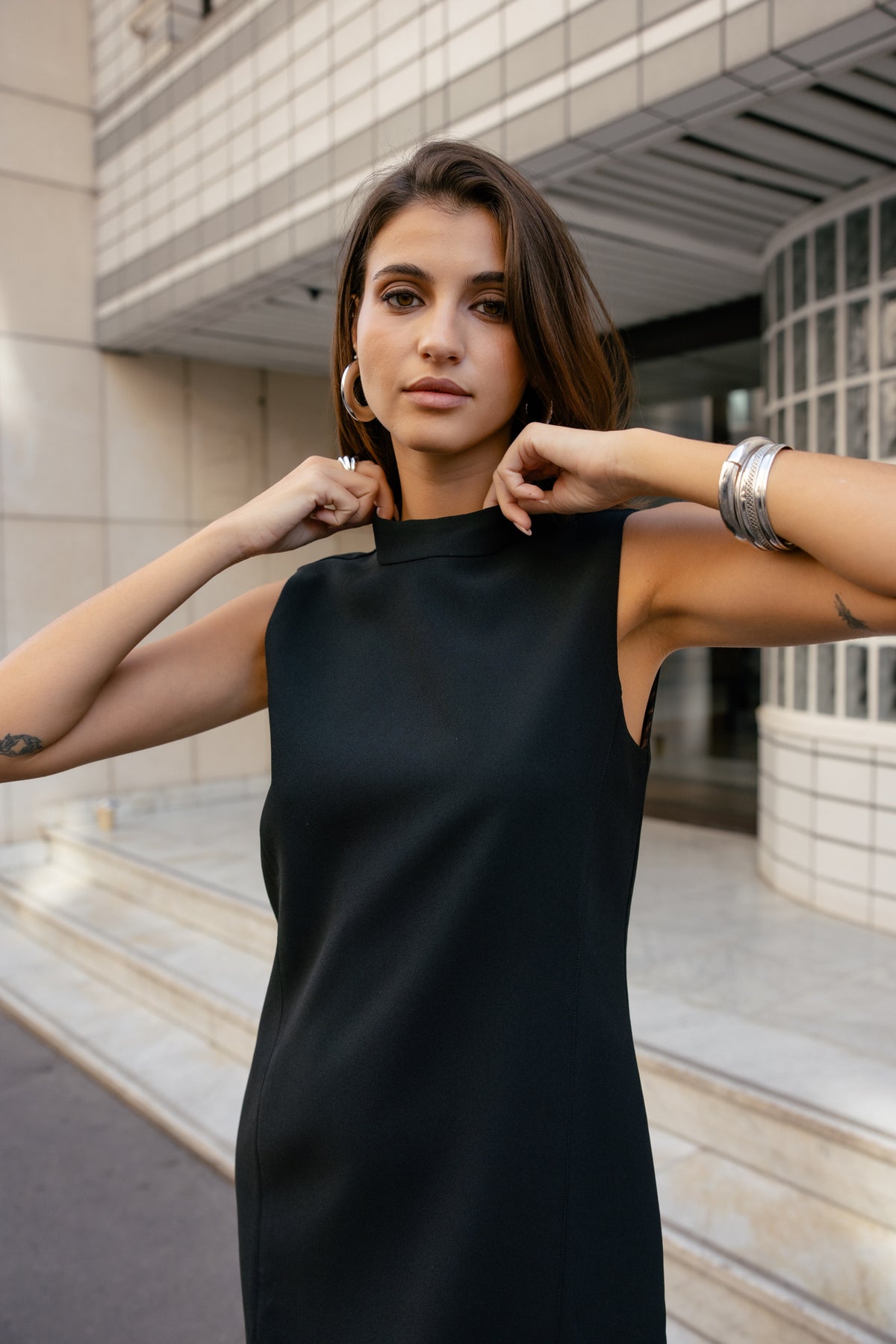 

Reißverschlusskleid mit Spitzendetail am Rücken Damen Reedle Plain black | Freeman T. Porter