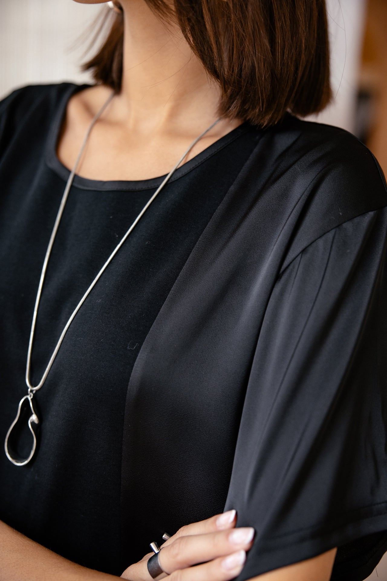

Robe asymétrique bi-matière et dentelle Femme Rami Lace black | Freeman T. Porter
