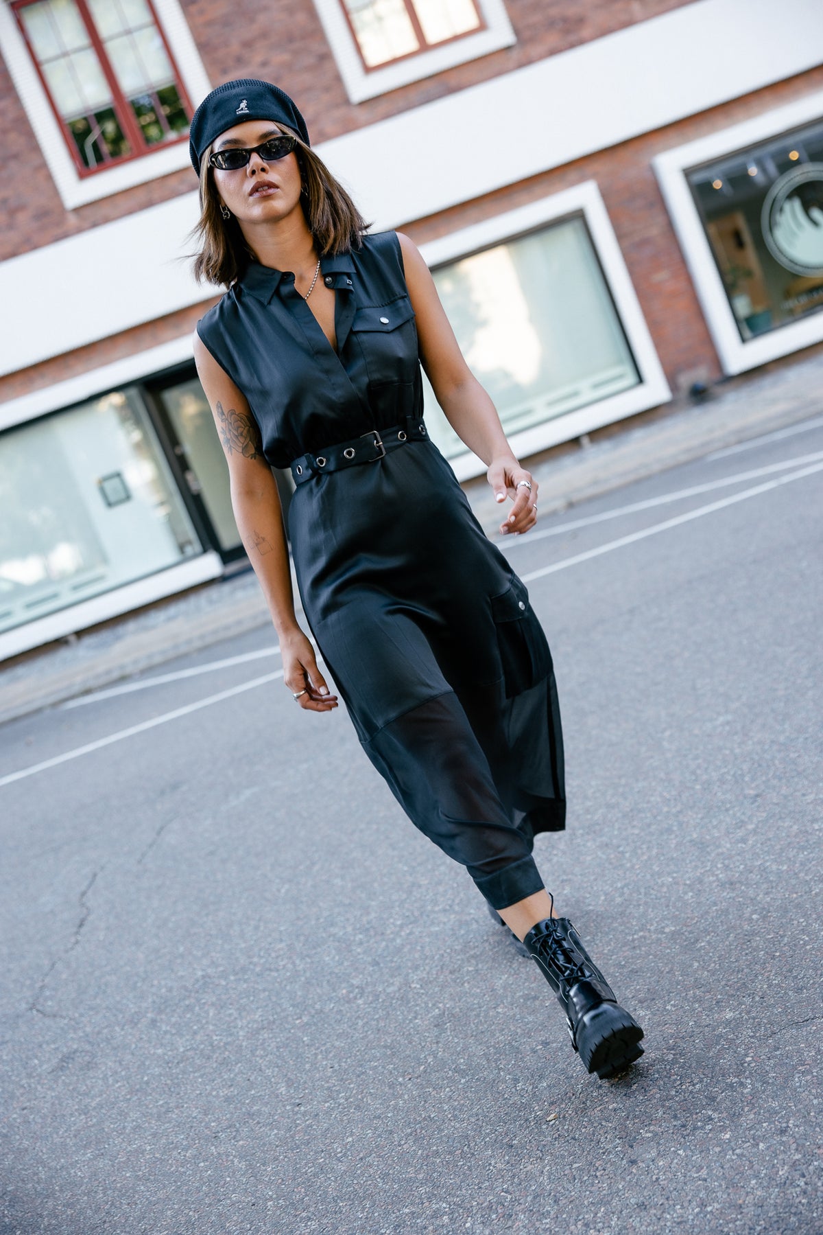 

Safari-Kleid mit Transparenz-Effekten Damen Retsy Plain black | Freeman T. Porter