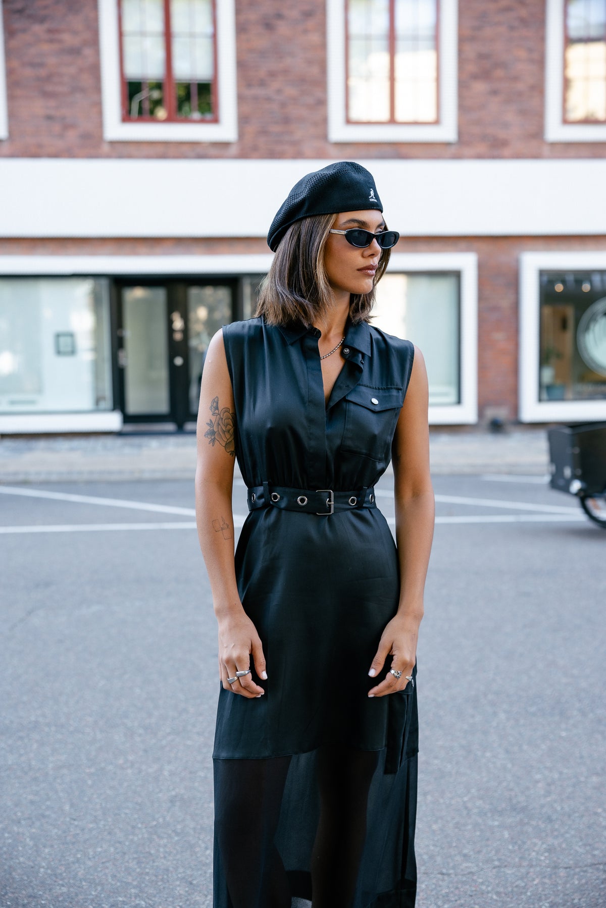 

Safari-Kleid mit Transparenz-Effekten Damen Retsy Plain black | Freeman T. Porter