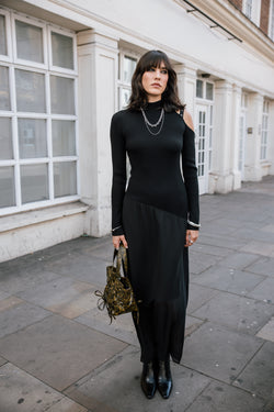 

Schulterfreies Kleid mit transparenten Elementen Damen Rajelle black | Freeman T. Porter