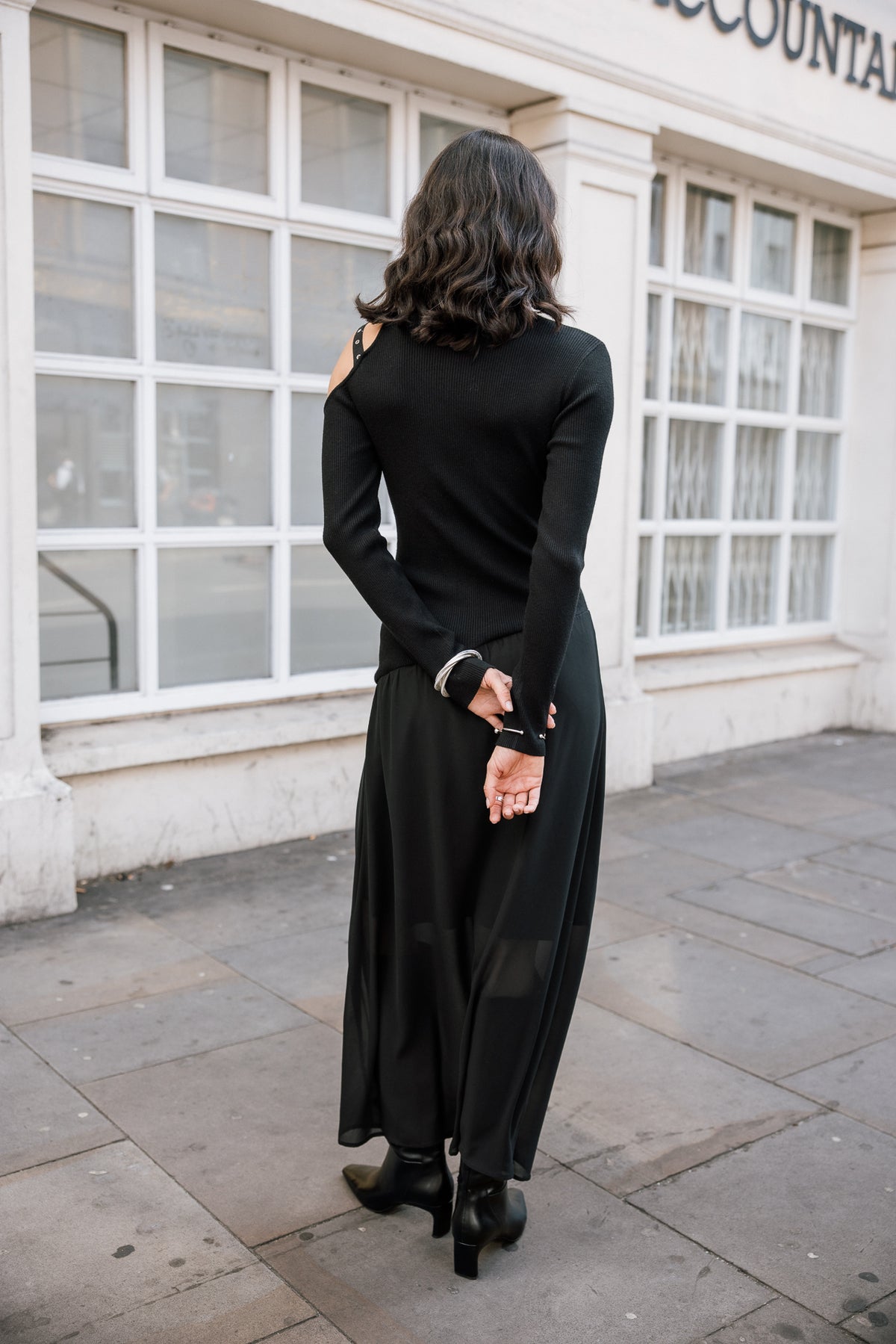 

Schulterfreies Kleid mit transparenten Elementen Damen Rajelle black | Freeman T. Porter