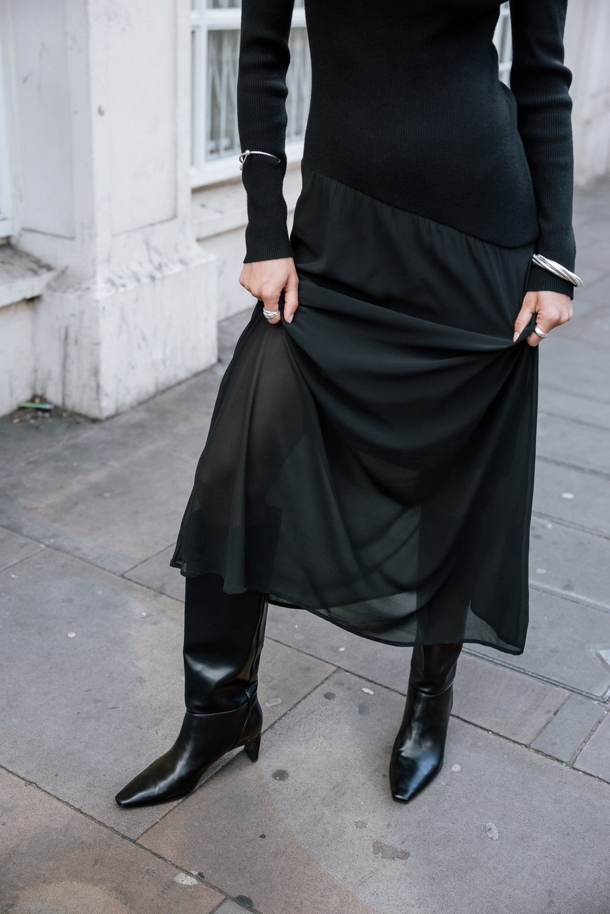 

Schulterfreies Kleid mit transparenten Elementen Damen Rajelle black | Freeman T. Porter