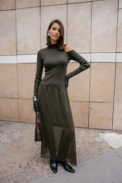 

Schulterfreies Kleid mit Transparenz-Effekt Damen Rajelle forest night | Freeman T. Porter
