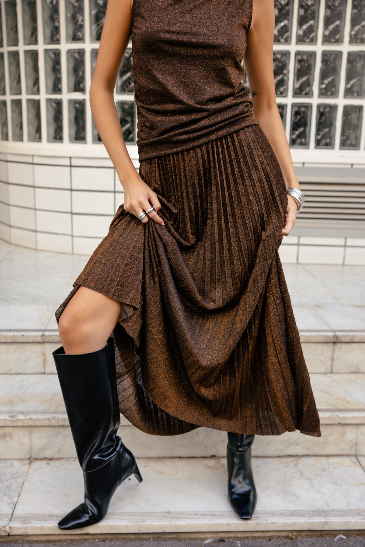   
            

Glitzernder Plisseerock Damen Jiwel copper | Freeman T. Porter
          