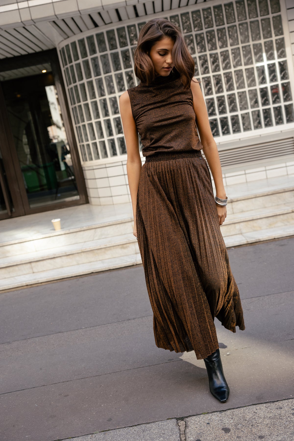 

Glitzernder Plisseerock Damen Jiwel copper | Freeman T. Porter