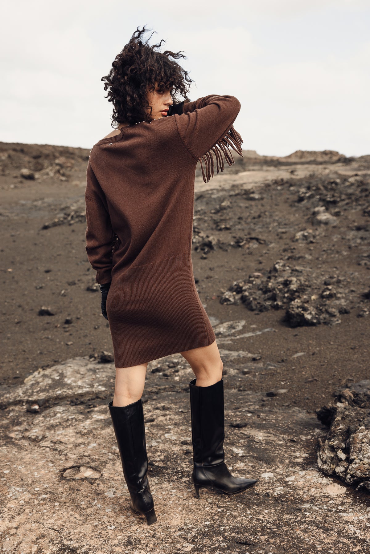 

Robe à manches frangées Femme Rakelle shaved chocolate | Freeman T. Porter
