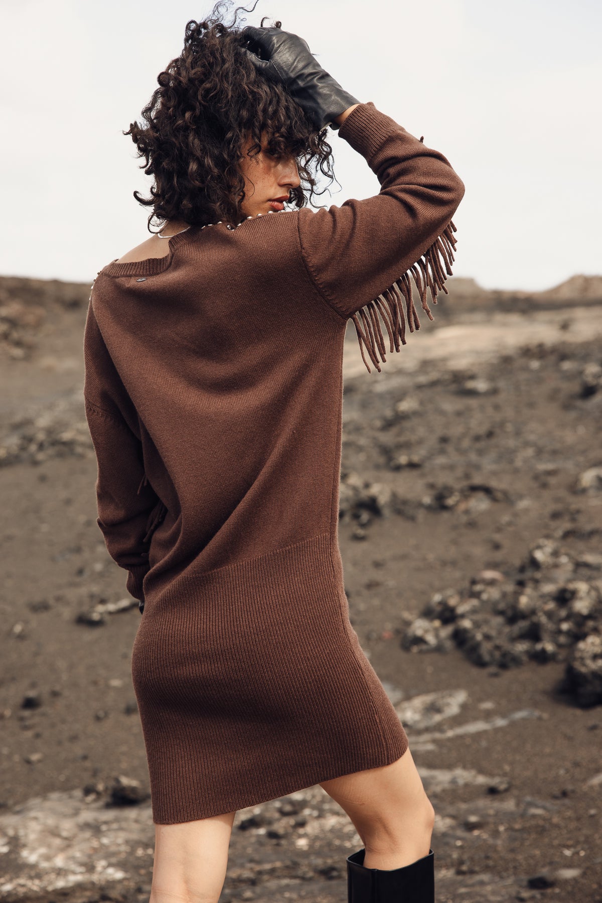 

Robe à manches frangées Femme Rakelle shaved chocolate | Freeman T. Porter