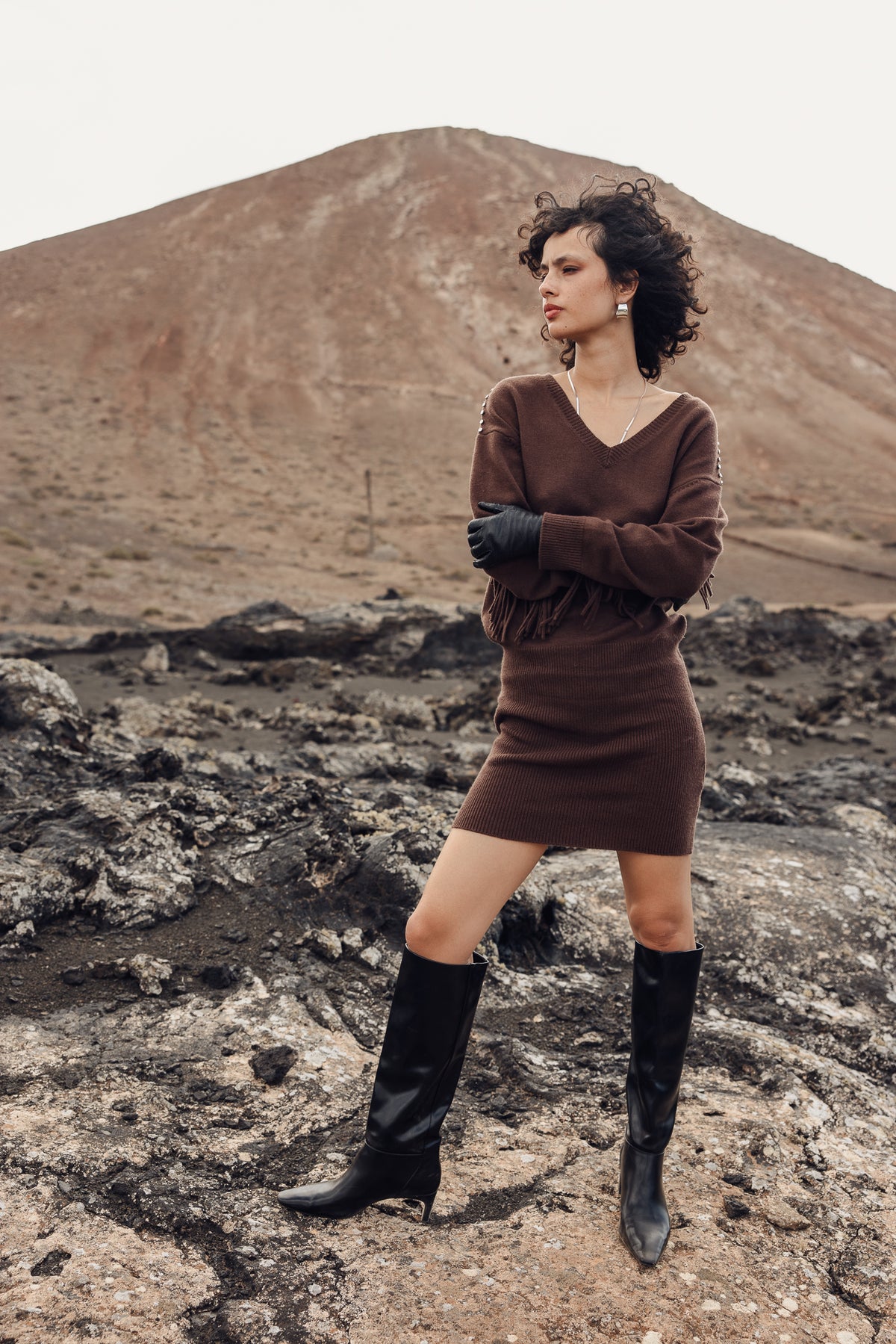 

Robe à manches frangées Femme Rakelle shaved chocolate | Freeman T. Porter