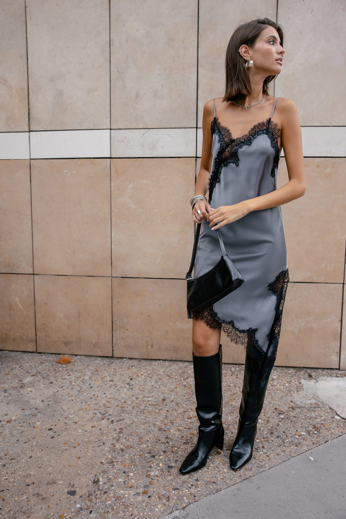 

Asymmetrisches Slip-Kleid Damen Rouko Plain grey | Freeman T. Porter