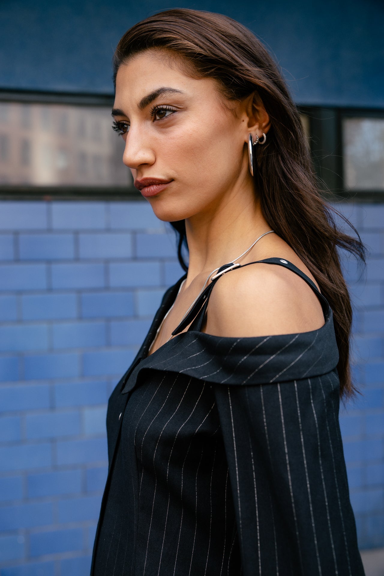 

Robe tailleur épaule dénudée Femme Rava Shiny black | Freeman T. Porter