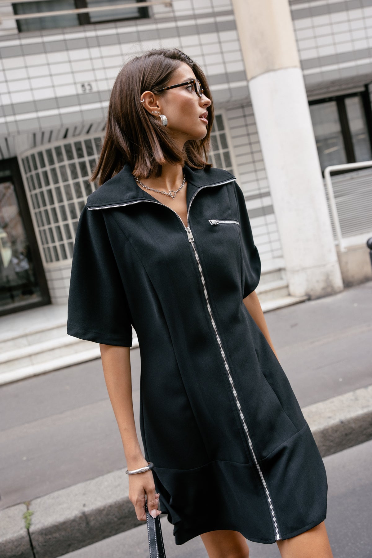 

Kleid mit Reißverschluss Damen Rodgy Plain black | Freeman T. Porter