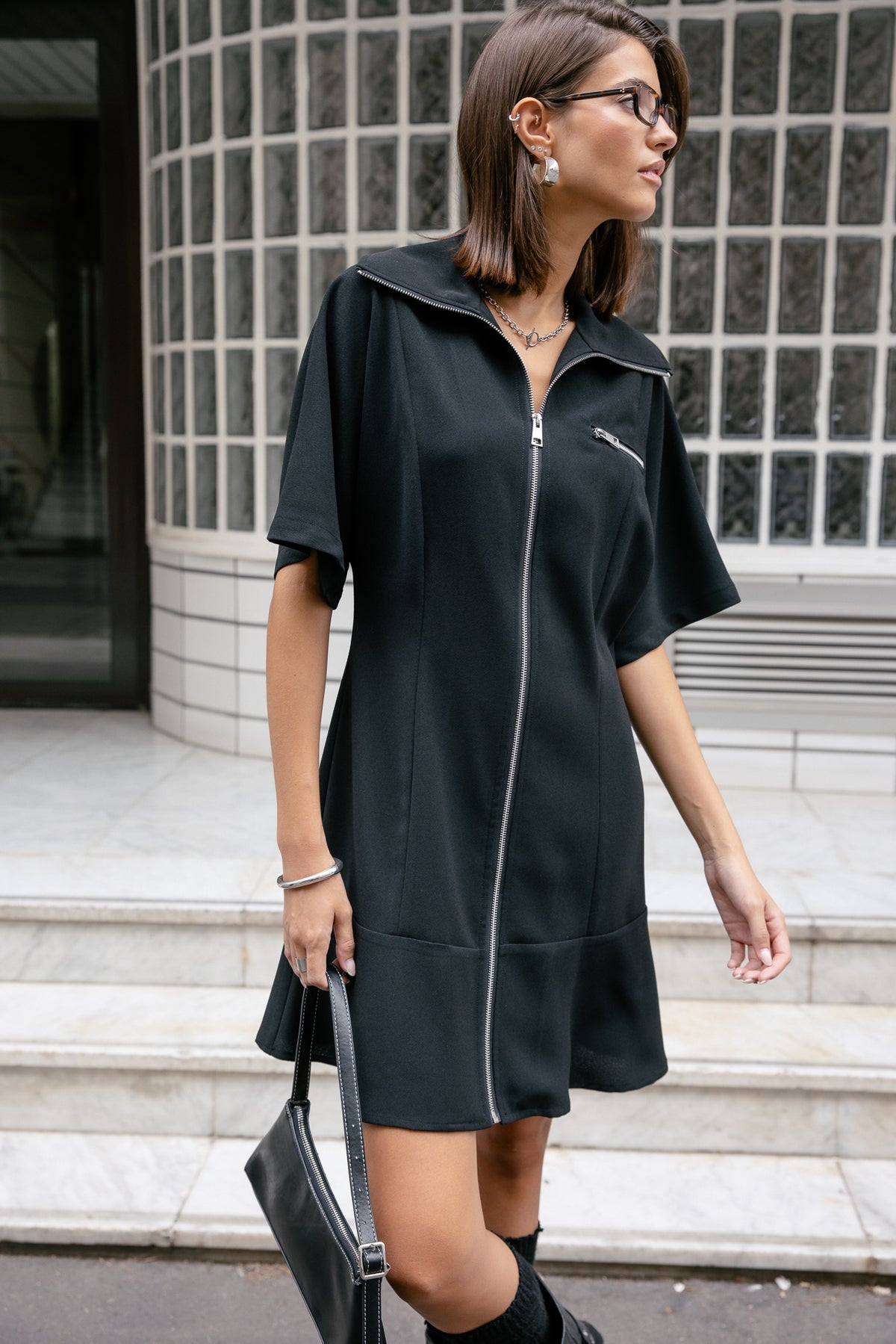

Kleid mit Reißverschluss Damen Rodgy Plain black | Freeman T. Porter