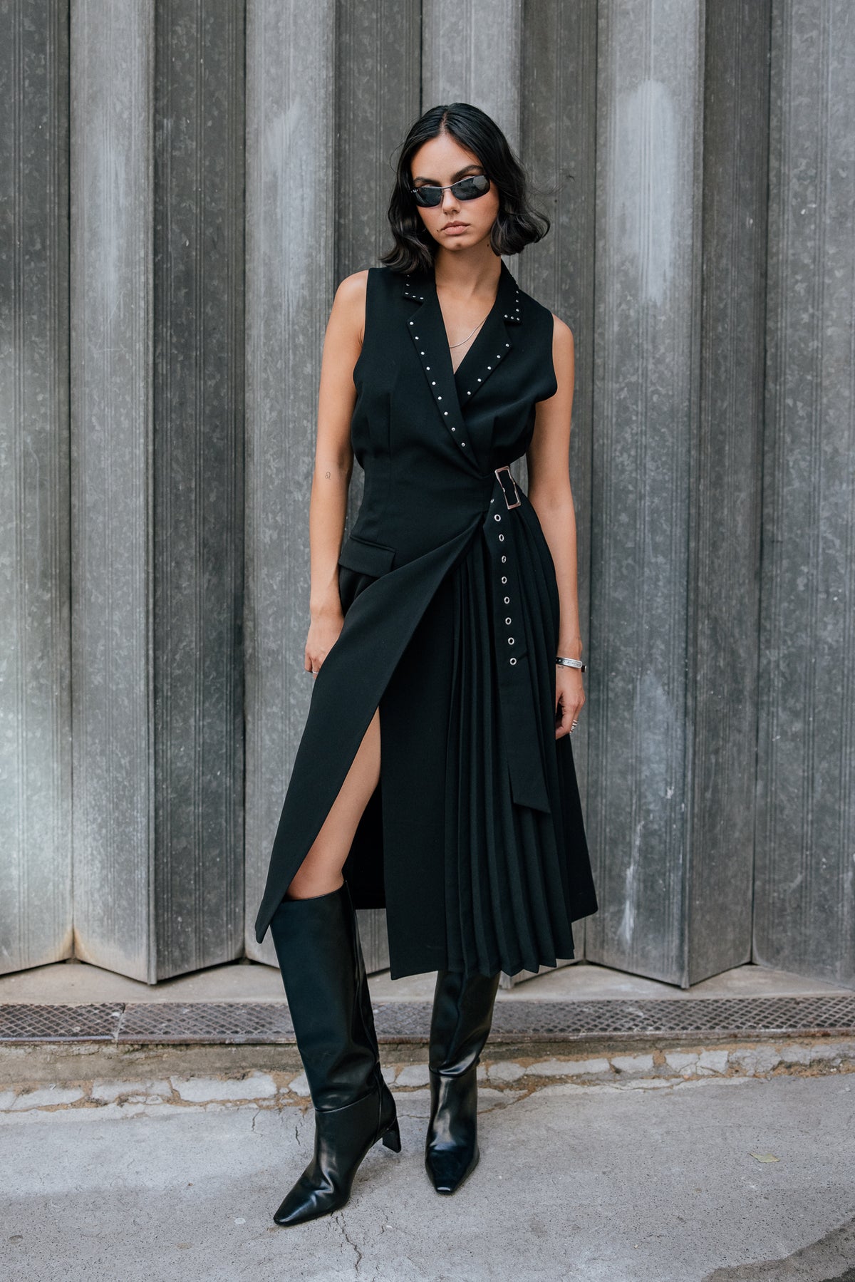   
            

Ausgestelltes Kleid mit Nieten  Damen Riliane Plain black | Freeman T. Porter
          