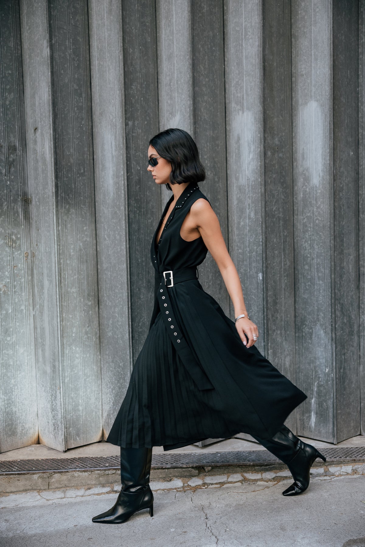 

Ausgestelltes Kleid mit Nieten  Damen Riliane Plain black | Freeman T. Porter