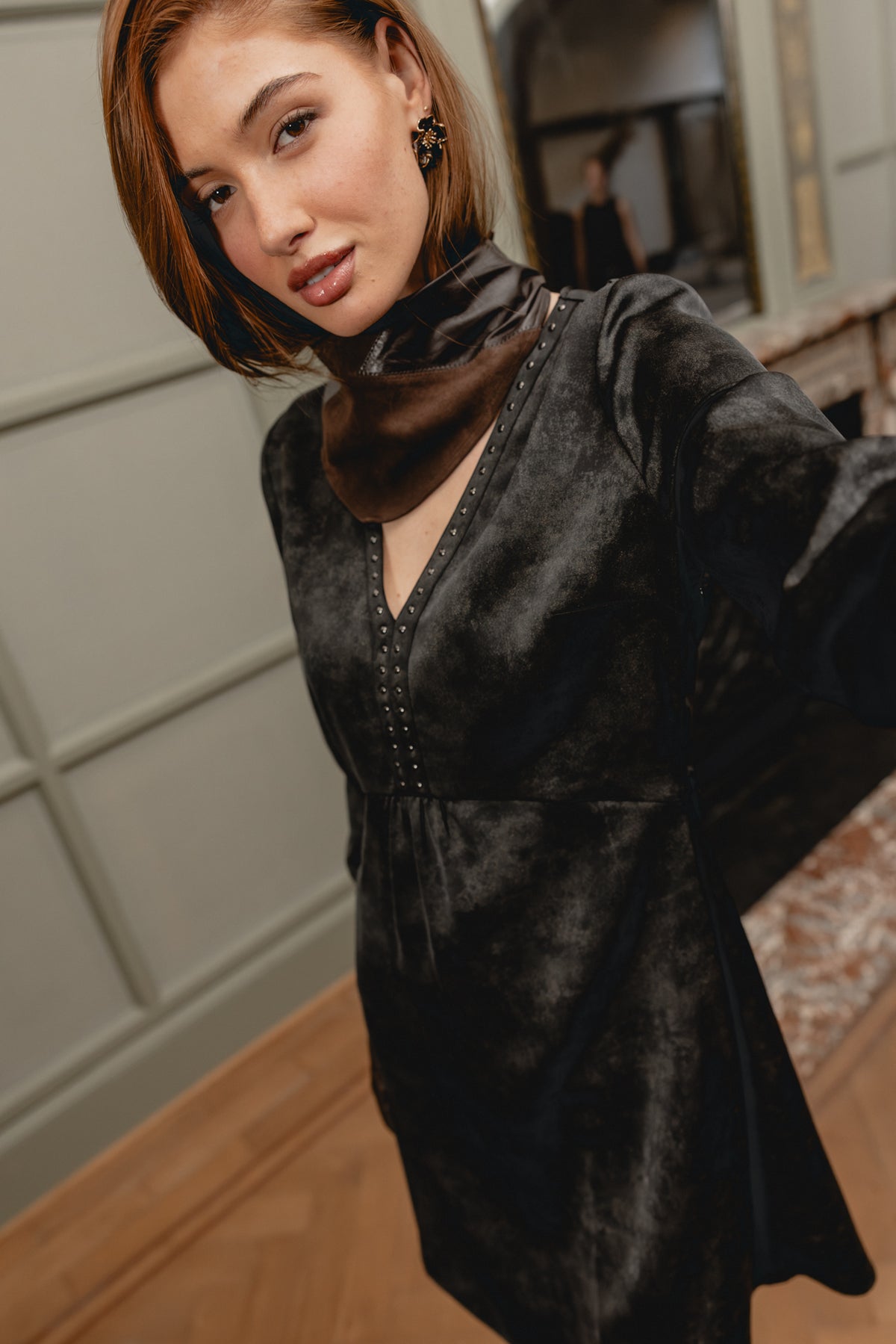 

Vestido con cuello en V Mujer Rosmary black | Freeman T. Porter