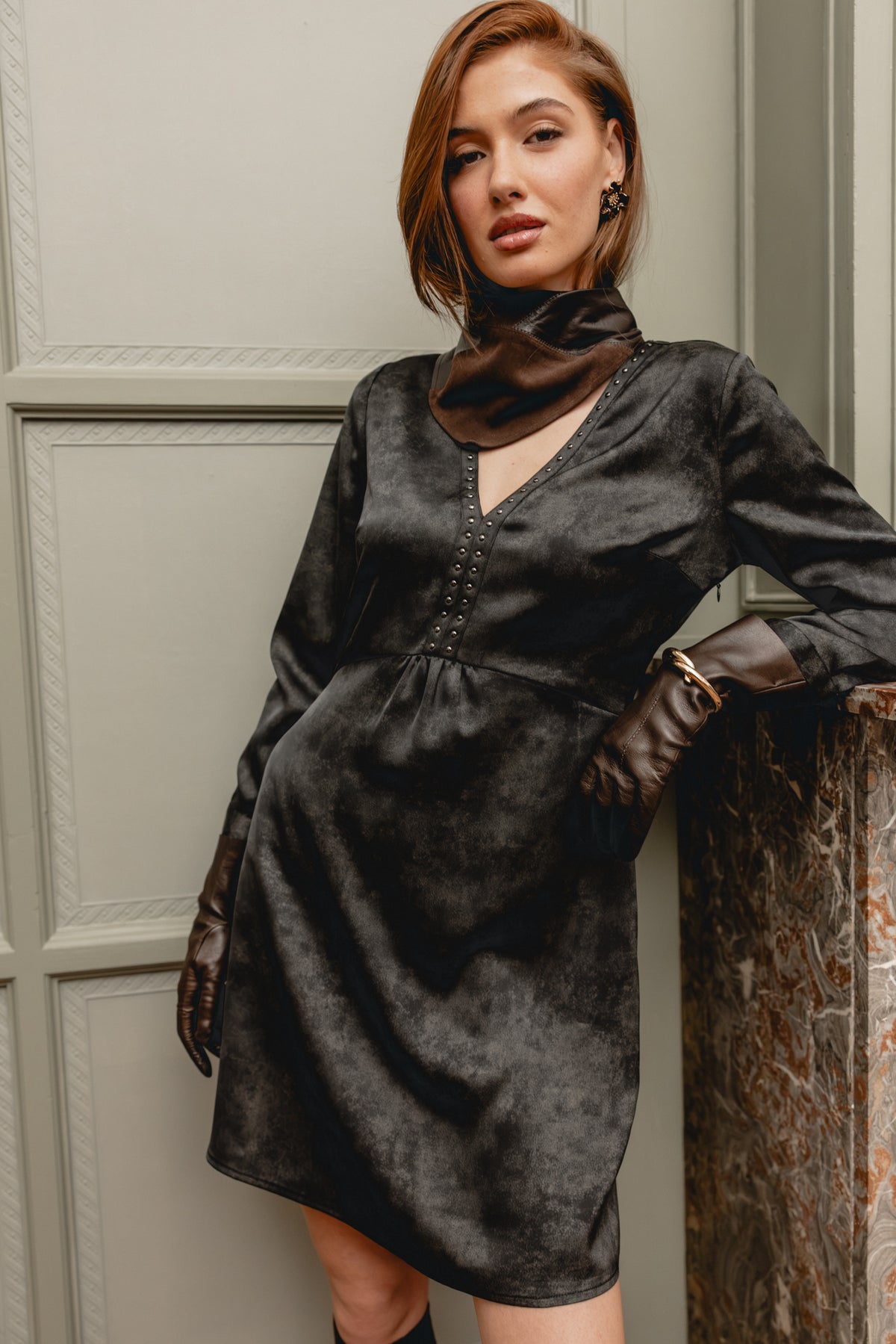 

Vestido con cuello en V Mujer Rosmary black | Freeman T. Porter
