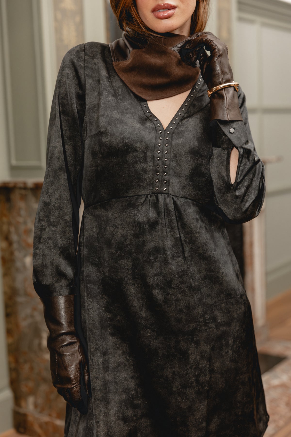 

Vestido con cuello en V Mujer Rosmary black | Freeman T. Porter