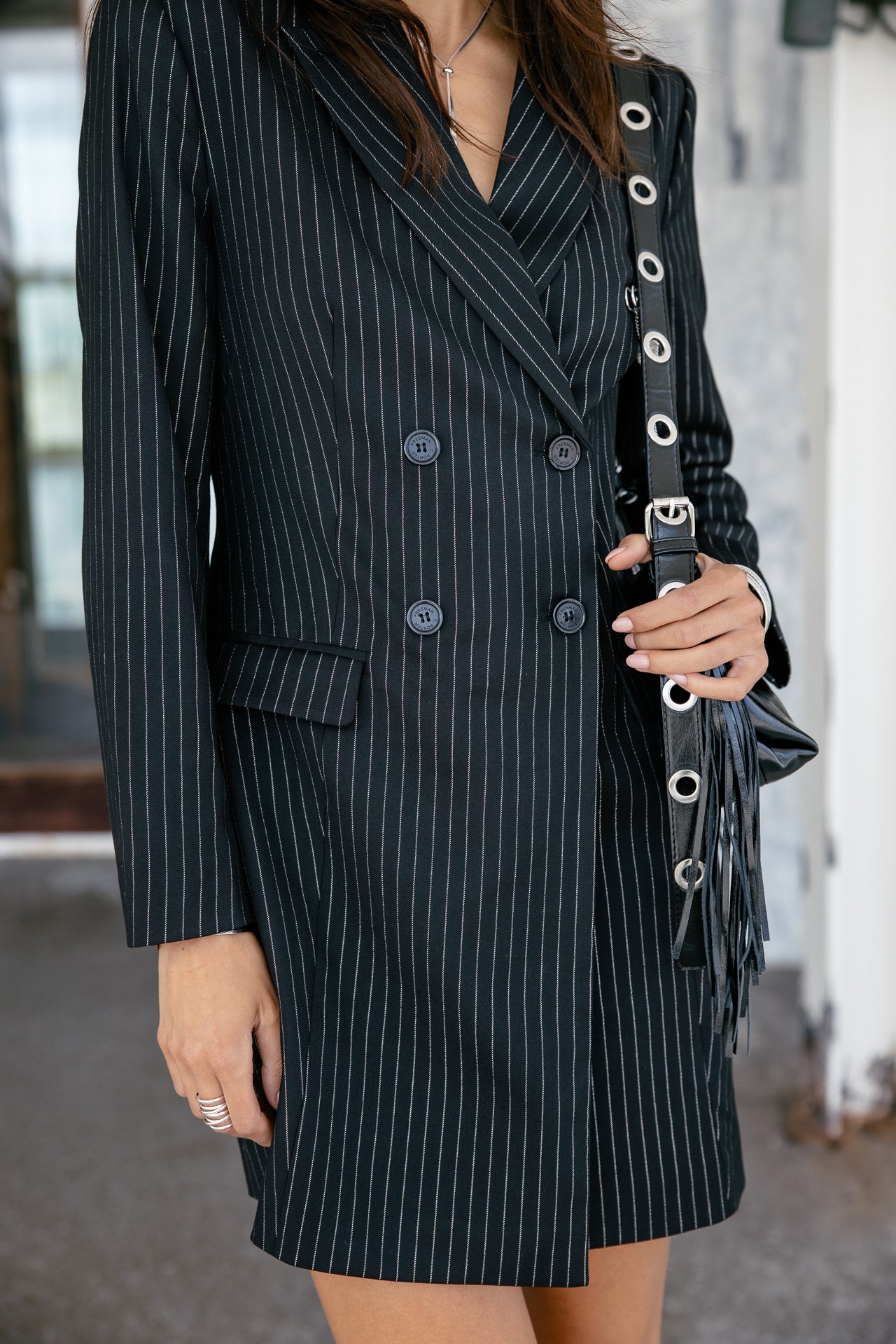 
              

Kort blazerjurkje Dames Rakely Stripe black | Freeman T. Porter
            