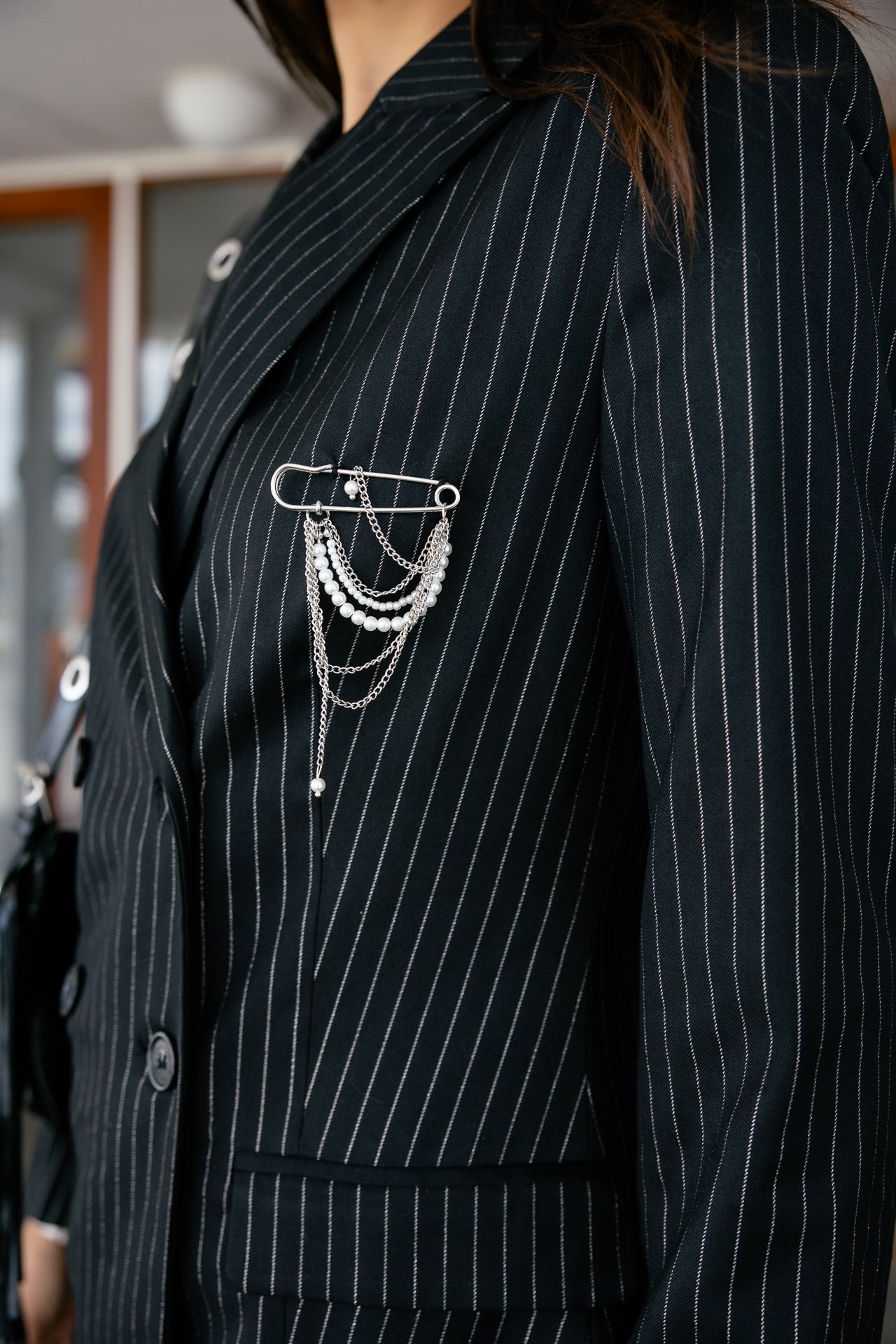 

Kurzes Blazer-Kleid Damen Rakely Stripe black | Freeman T. Porter