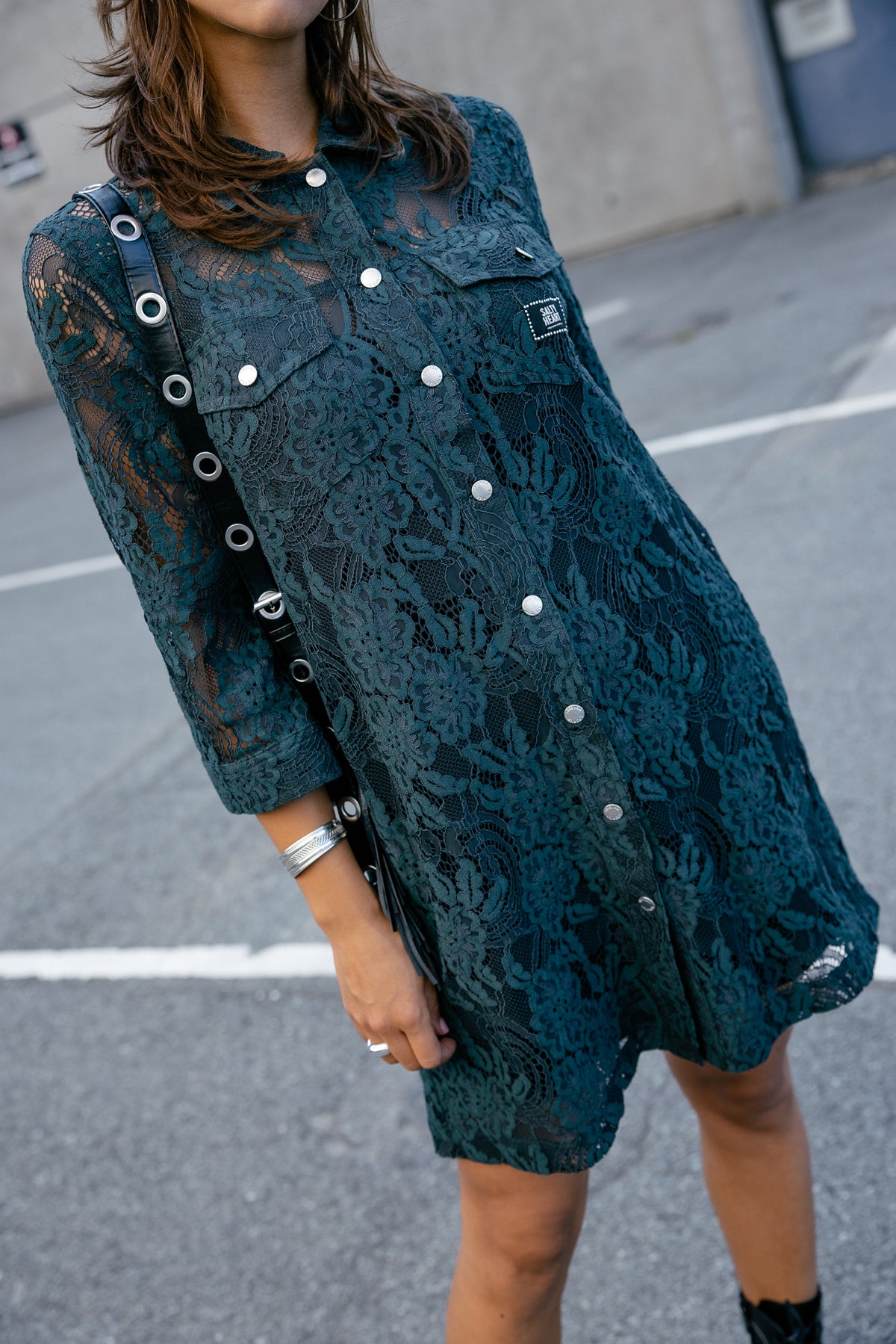 

Spitzen-Hemdblusenkleid Damen Rolly Lace pineneedle | Freeman T. Porter