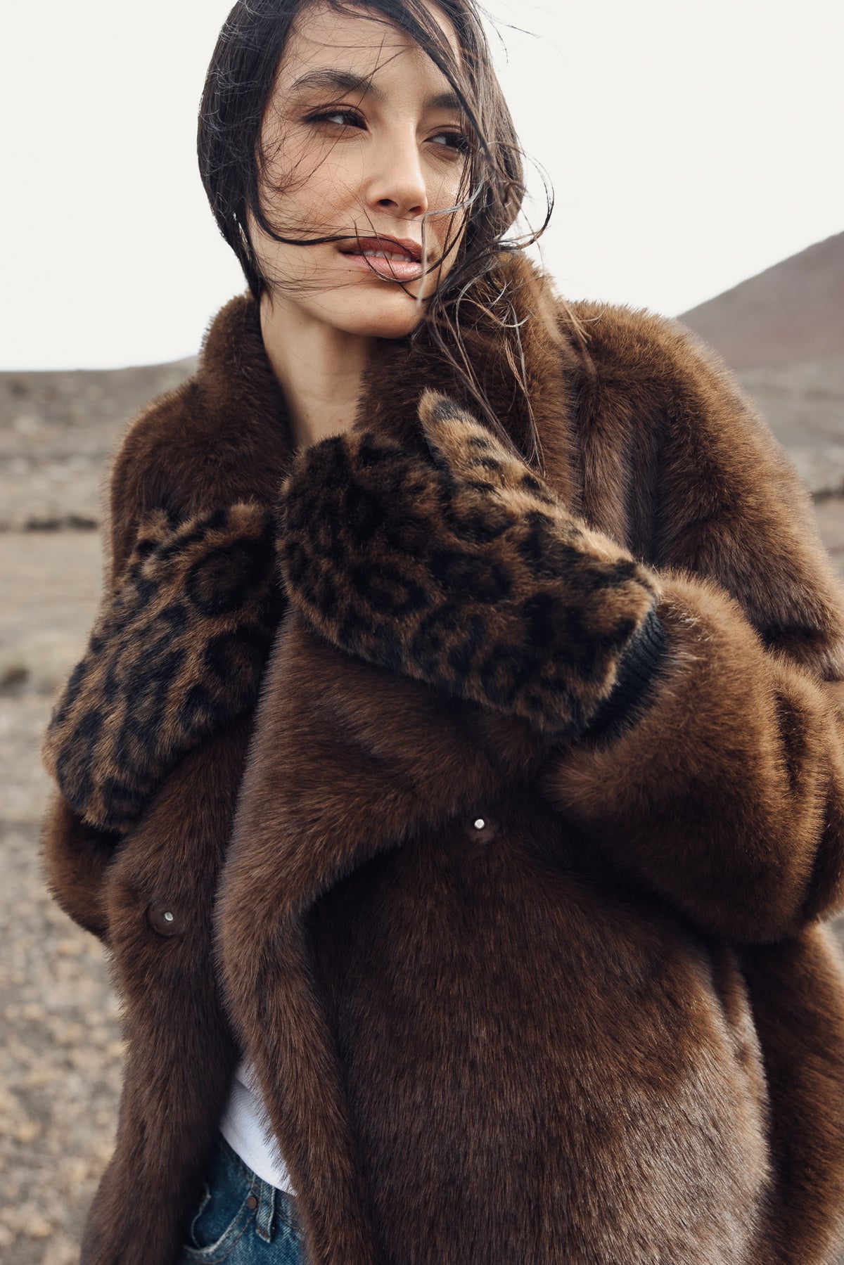 

Mouffles en fourrure Femme Gladia Leopard Fur original | Freeman T. Porter