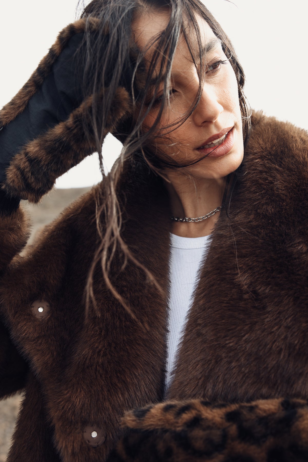 

Mouffles en fourrure Femme Gladia Leopard Fur original | Freeman T. Porter