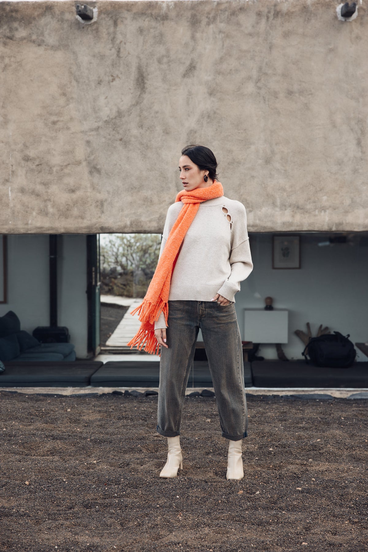 

Bufanda con flecos Mujer Elianor orange | Freeman T. Porter