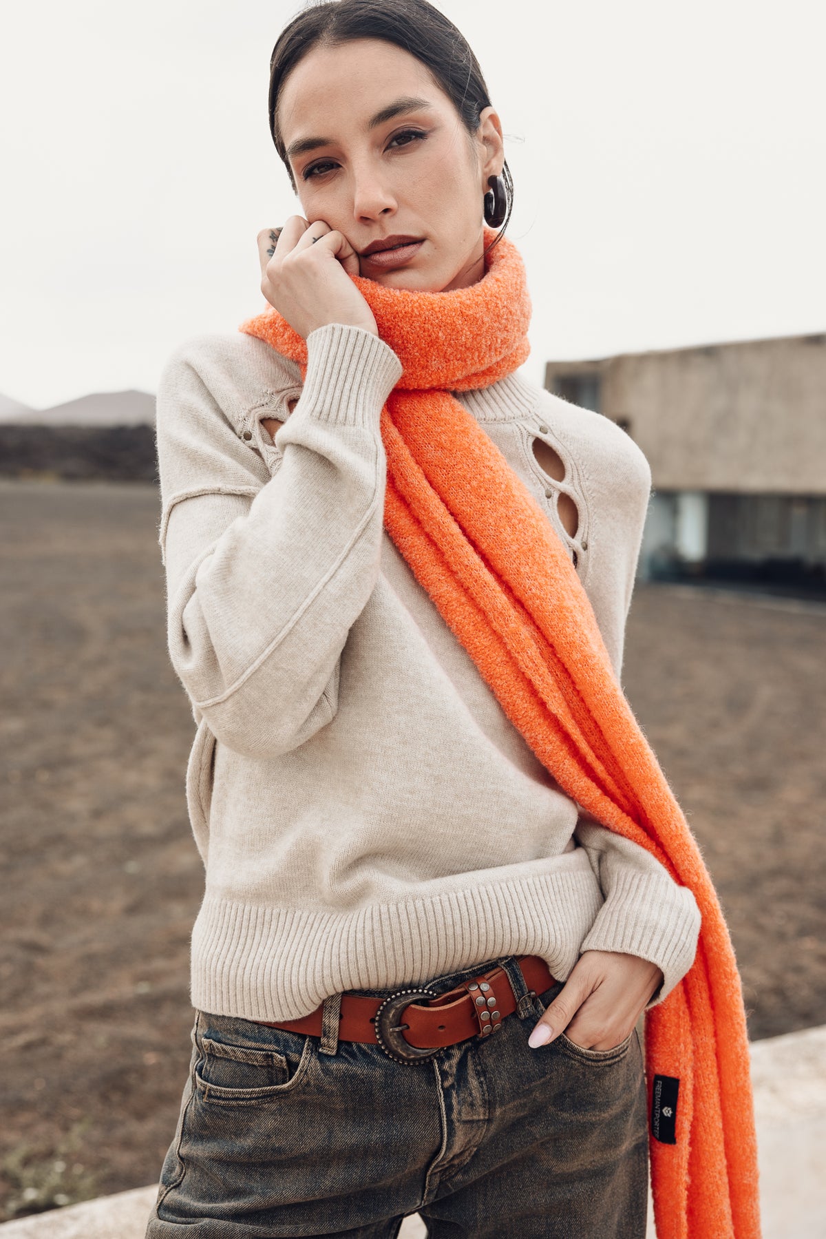 

Bufanda con flecos Mujer Elianor orange | Freeman T. Porter