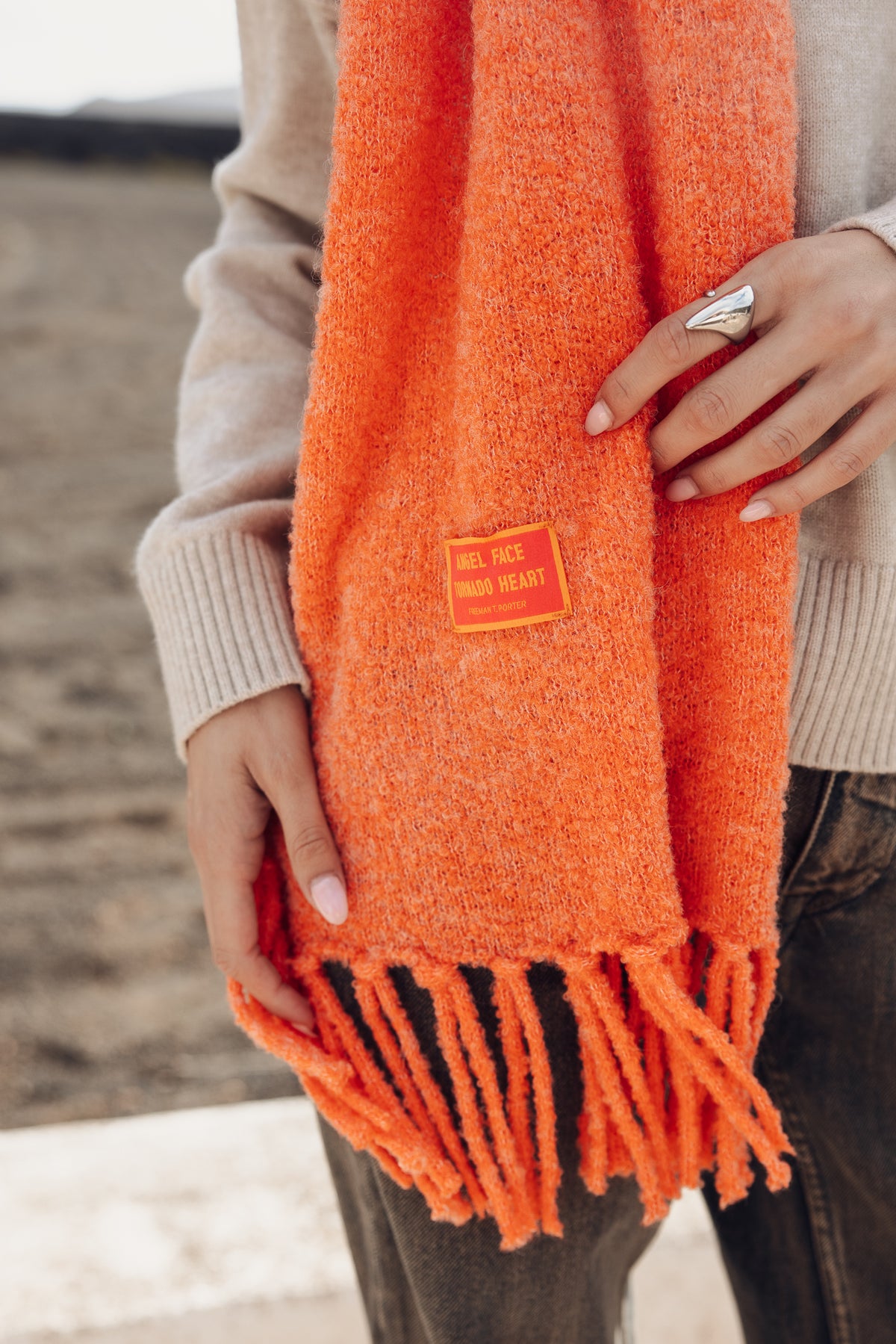 

Bufanda con flecos Mujer Elianor orange | Freeman T. Porter