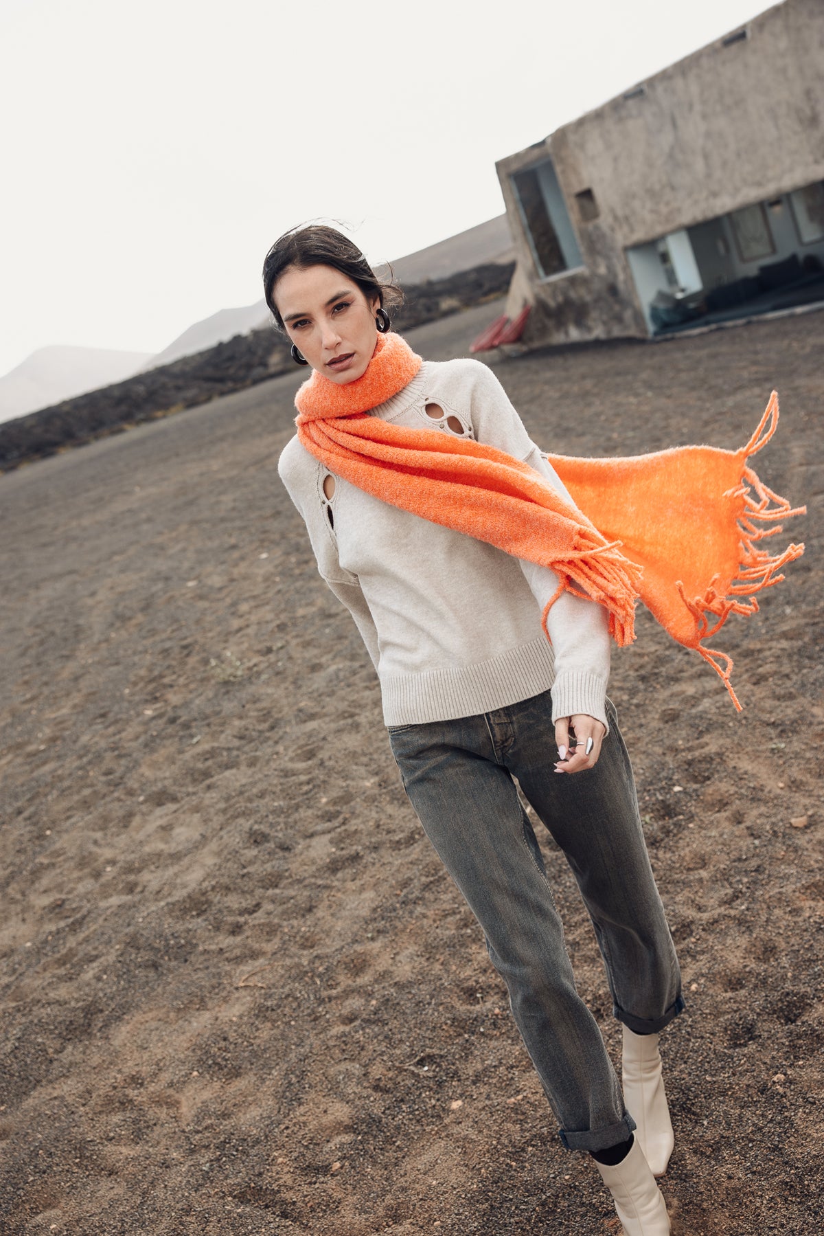 

Bufanda con flecos Mujer Elianor orange | Freeman T. Porter